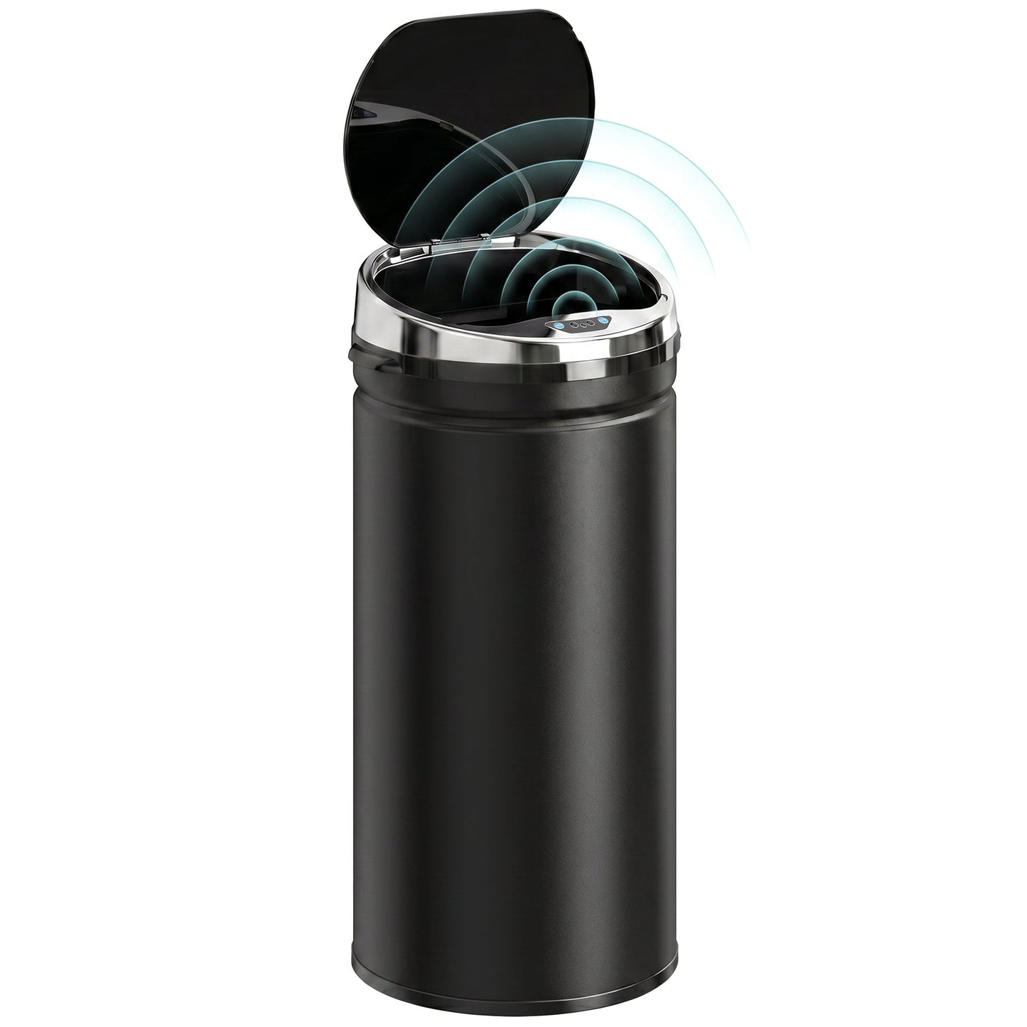 42L Sensor Bin with Quiet Soft-Close Lid, Automatic Touchless Motion Sensor Rubbish Bin with Fingerprint Resistant, Stainless Steel for Hygienic Kitchen, Home Office Use, Black