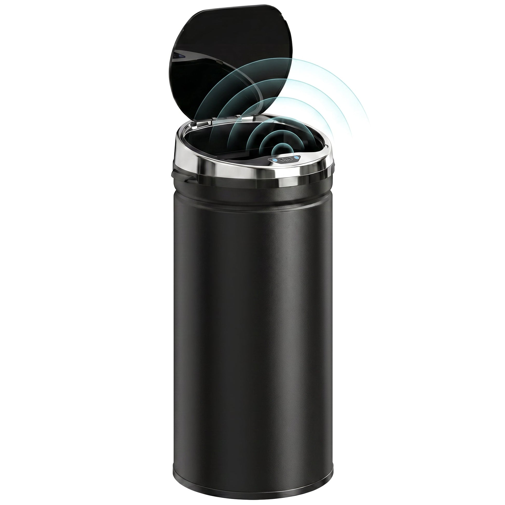 42L Sensor Bin with Quiet Soft-Close Lid, Automatic Touchless Motion Sensor Rubbish Bin with Fingerprint Resistant, Stainless Steel for Hygienic Kitchen, Home Office Use, Black