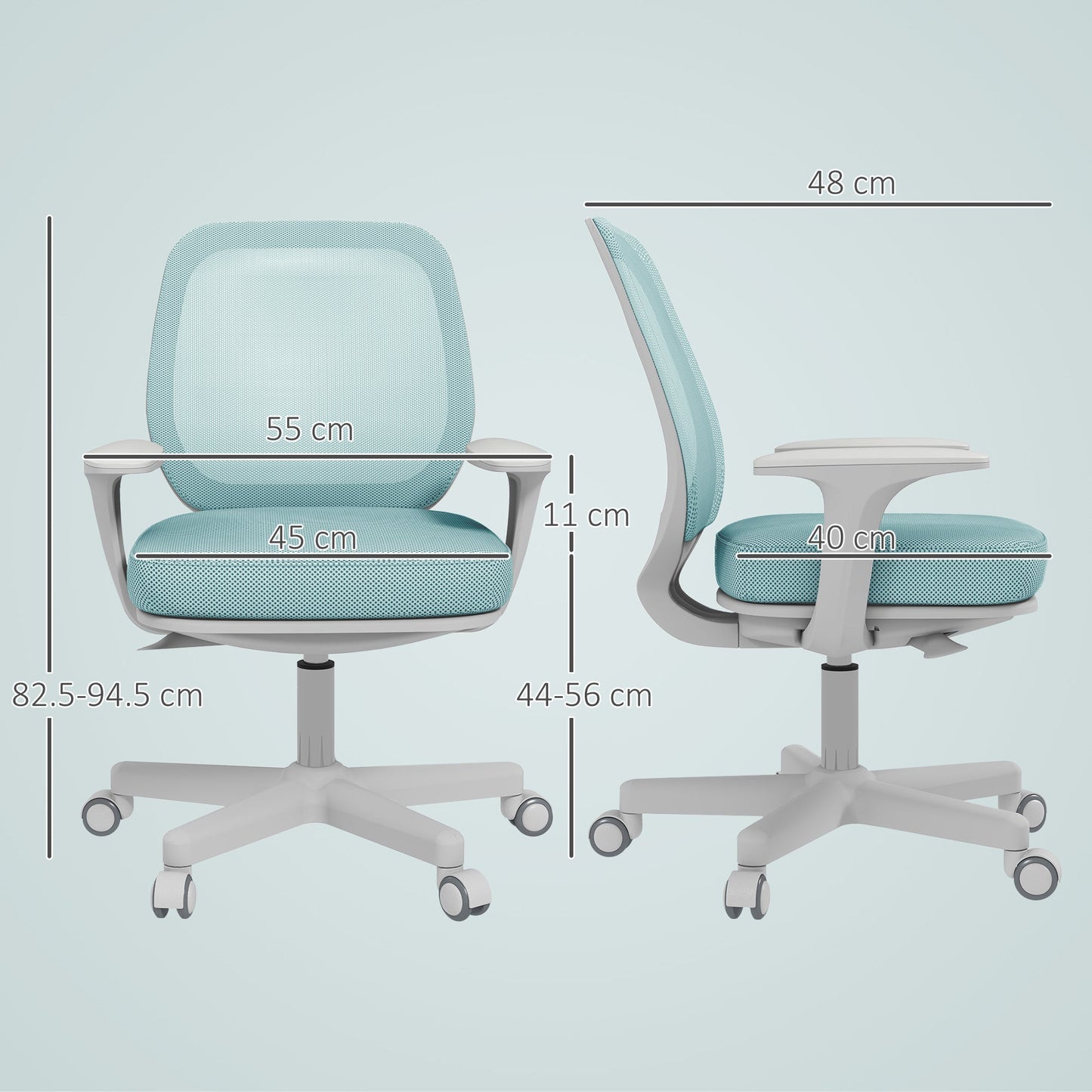 Office Chair, Breathable Mesh Swivel Desk Chair with Adjustable Height for Home Office, Study, Light Green