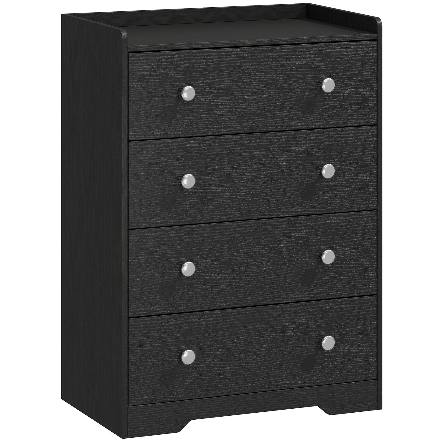 4 Drawer Chest of Drawers, Modern Dresser for Bedroom, Storage Cabinet for Living Room Entryway, Black Wood Effect