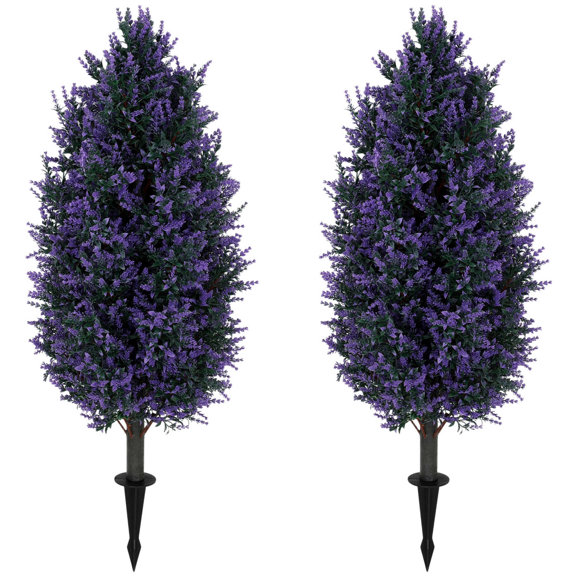 Set of 2 90 cm Artificial Lavender Flowers with Stakes and 642 Blossoms, Greenery Shrub, Indoor Outdoor Fake Plants for Home Office, Living Room, Garden, Patio Decor