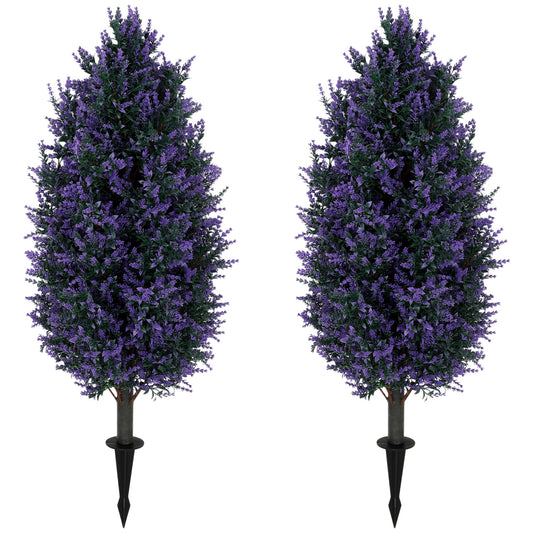 Set of 2 90 cm Artificial Lavender Flowers with Stakes and 642 Blossoms, Greenery Shrub, Indoor Outdoor Fake Plants for Home Office, Living Room, Garden, Patio Decor