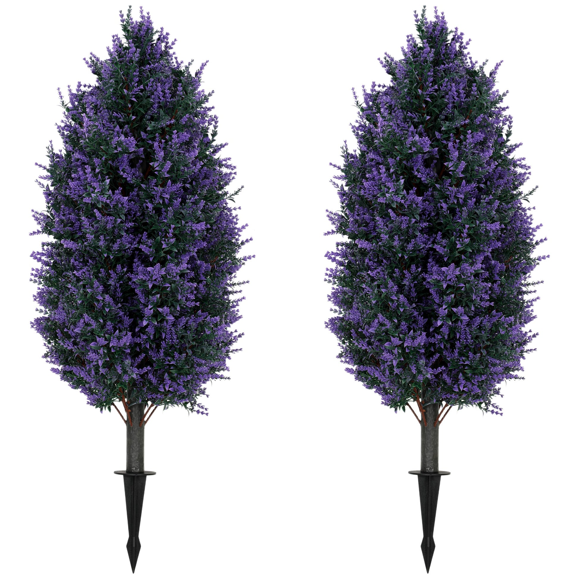 Set of 2 90 cm Artificial Lavender Flowers with Stakes and 642 Blossoms, Greenery Shrub, Indoor Outdoor Fake Plants for Home Office, Living Room, Garden, Patio Decor