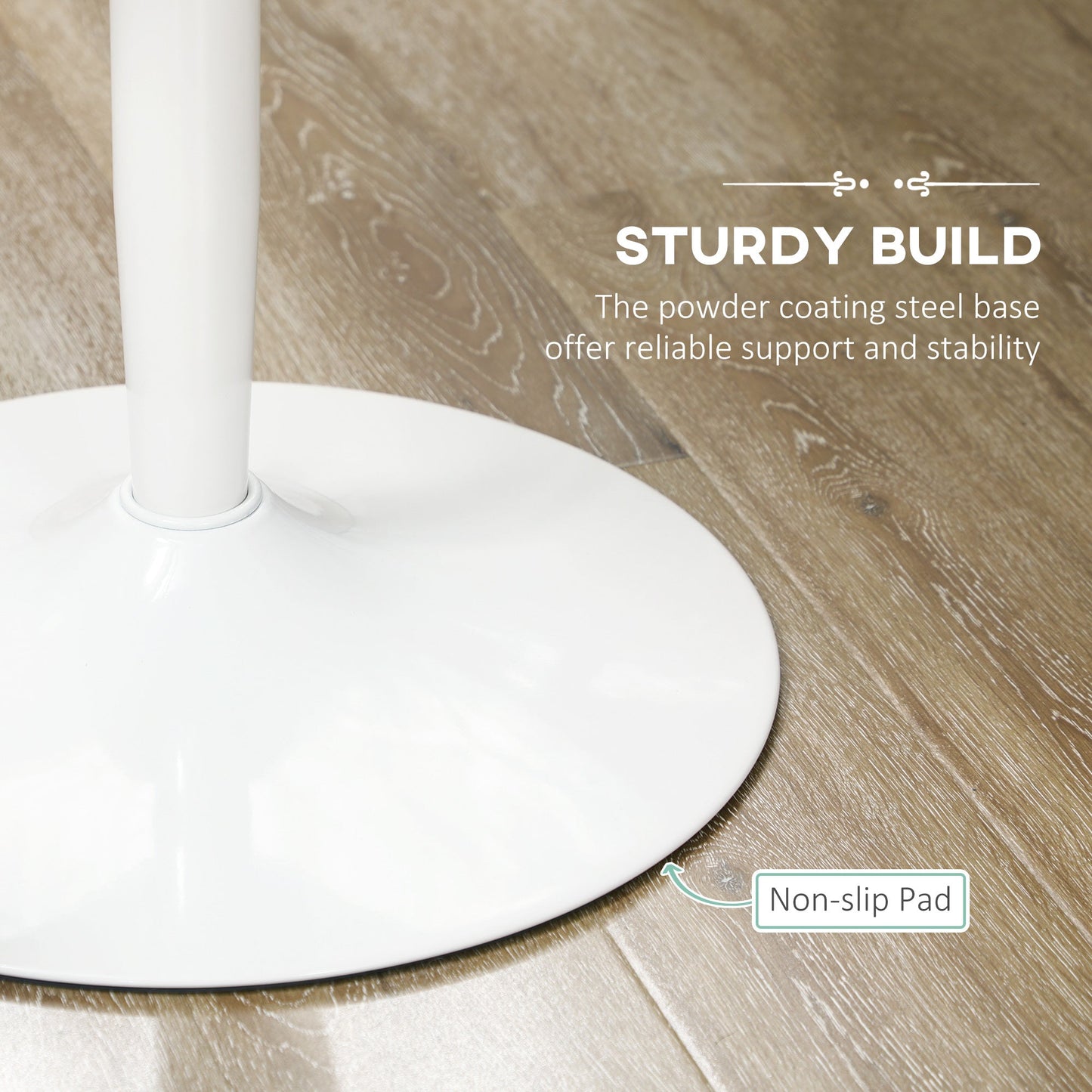 HOMCOM Round Dining Table, Modern Kitchen Table with Steel Base, Non-slip Foot Pad for Living Room, Dining Room, White