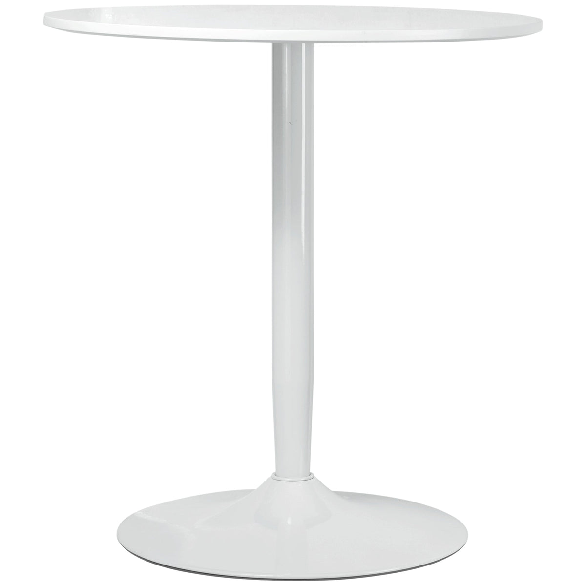 HOMCOM Round Dining Table, Modern Kitchen Table with Steel Base, Non-slip Foot Pad for Living Room, Dining Room, White