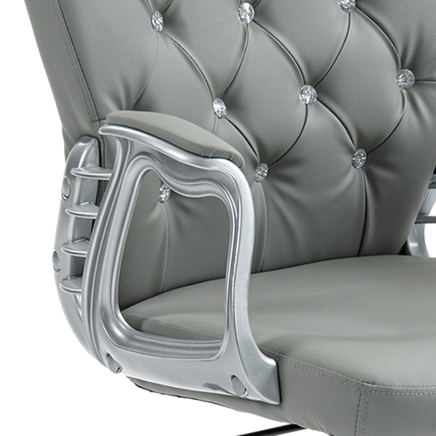 Vinsetto Office Chair, Swivel Desk Chair, PU Vanity Chair with Adjustable Height and Rolling Wheels for Home Work Study, Grey