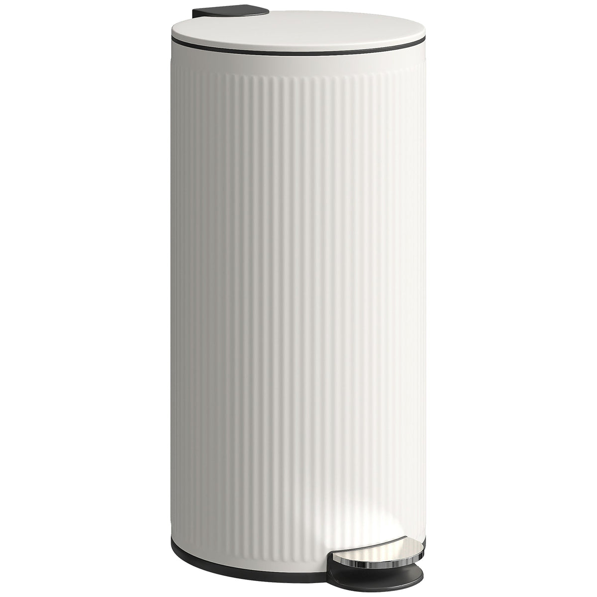 30 Litre Pedal Kitchen Bin with Soft Close and Stay Open Lid, Rubbish Bin with Removable Inner Bucket for Kitchen, Office, Home, Cream