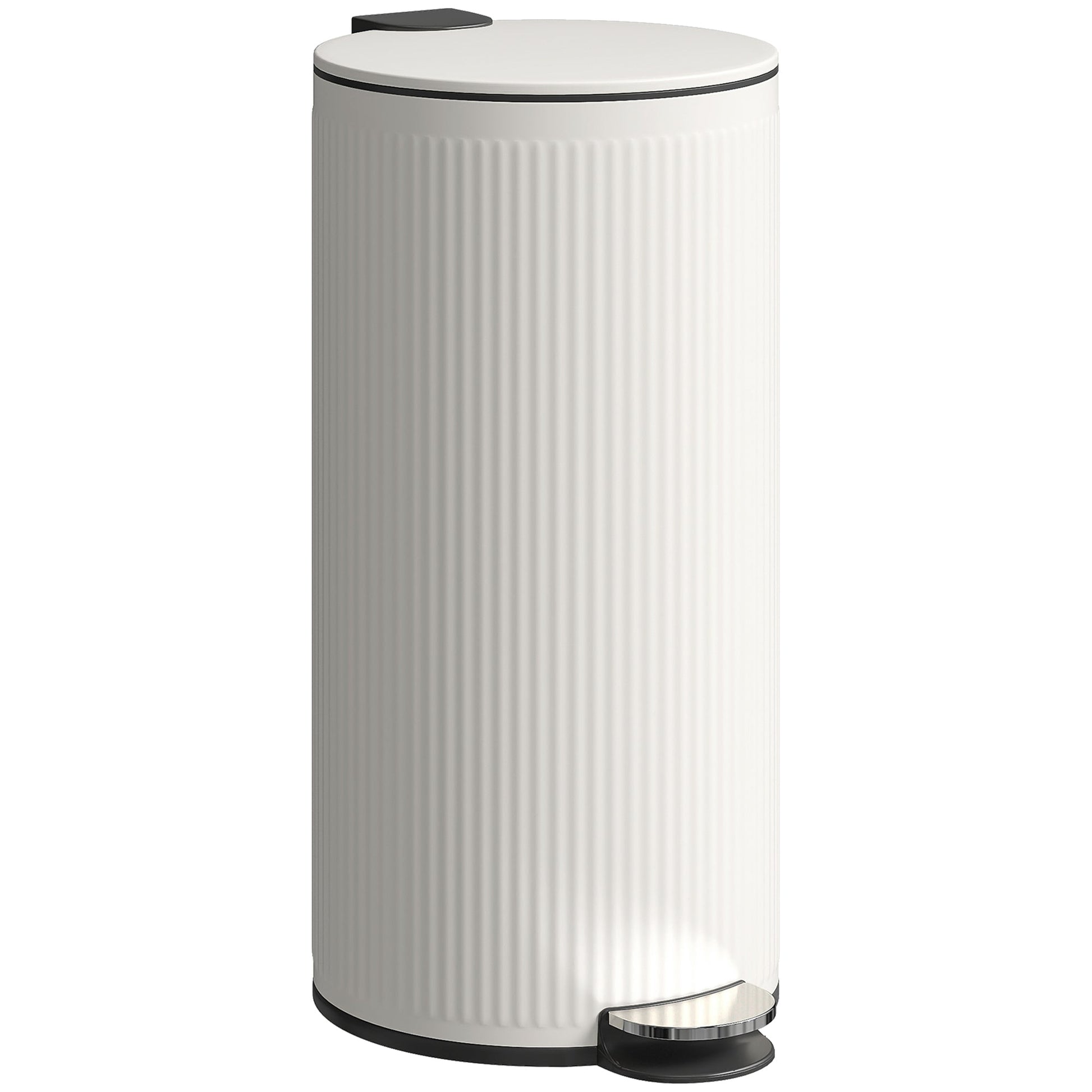 30 Litre Pedal Kitchen Bin with Soft Close and Stay Open Lid, Rubbish Bin with Removable Inner Bucket for Kitchen, Office, Home, Cream