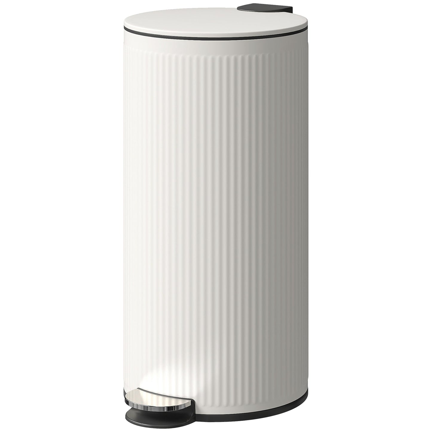 30 Litre Pedal Kitchen Bin with Soft Close and Stay Open Lid, Rubbish Bin with Removable Inner Bucket for Kitchen, Office, Home, Cream