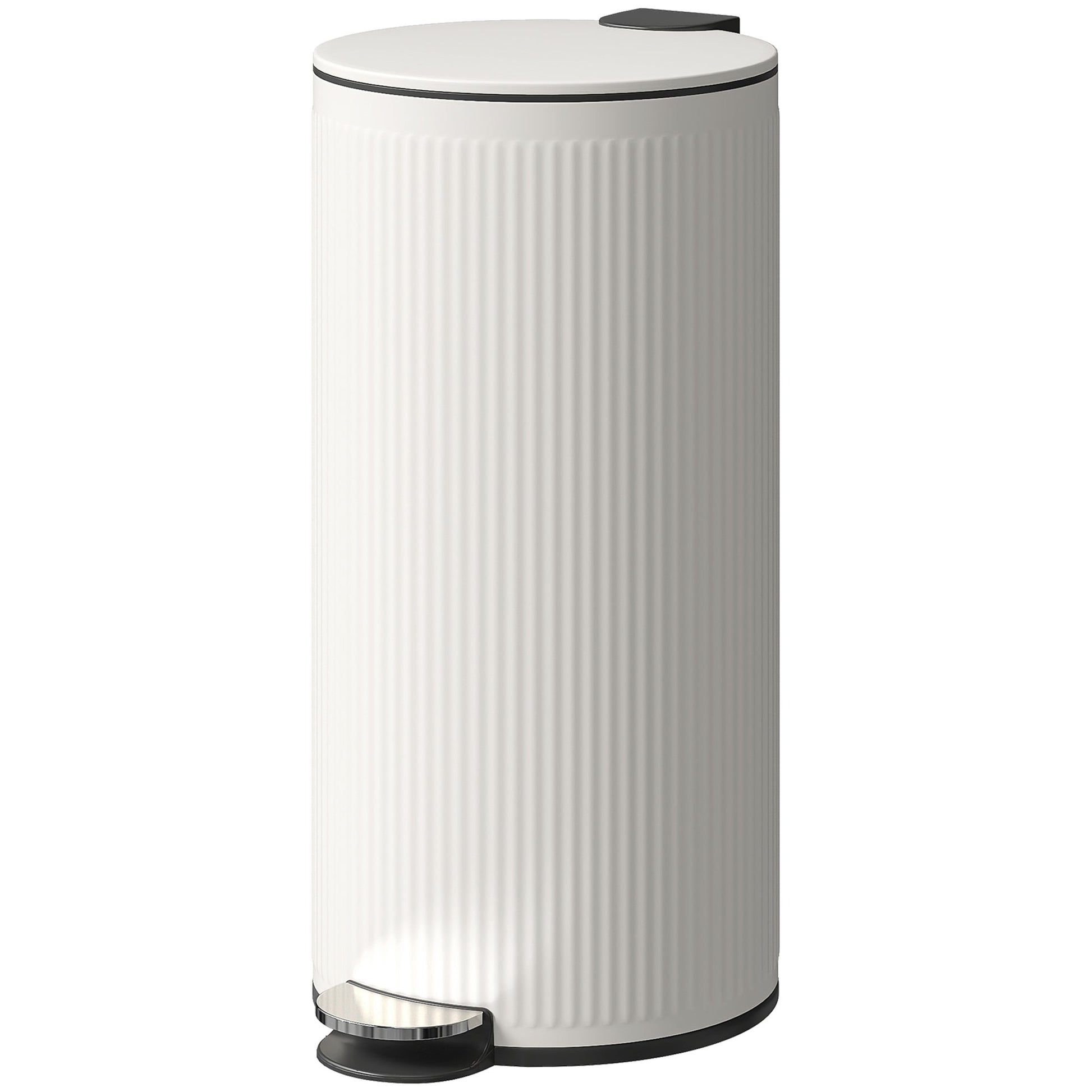 30 Litre Pedal Kitchen Bin with Soft Close and Stay Open Lid, Rubbish Bin with Removable Inner Bucket for Kitchen, Office, Home, Cream