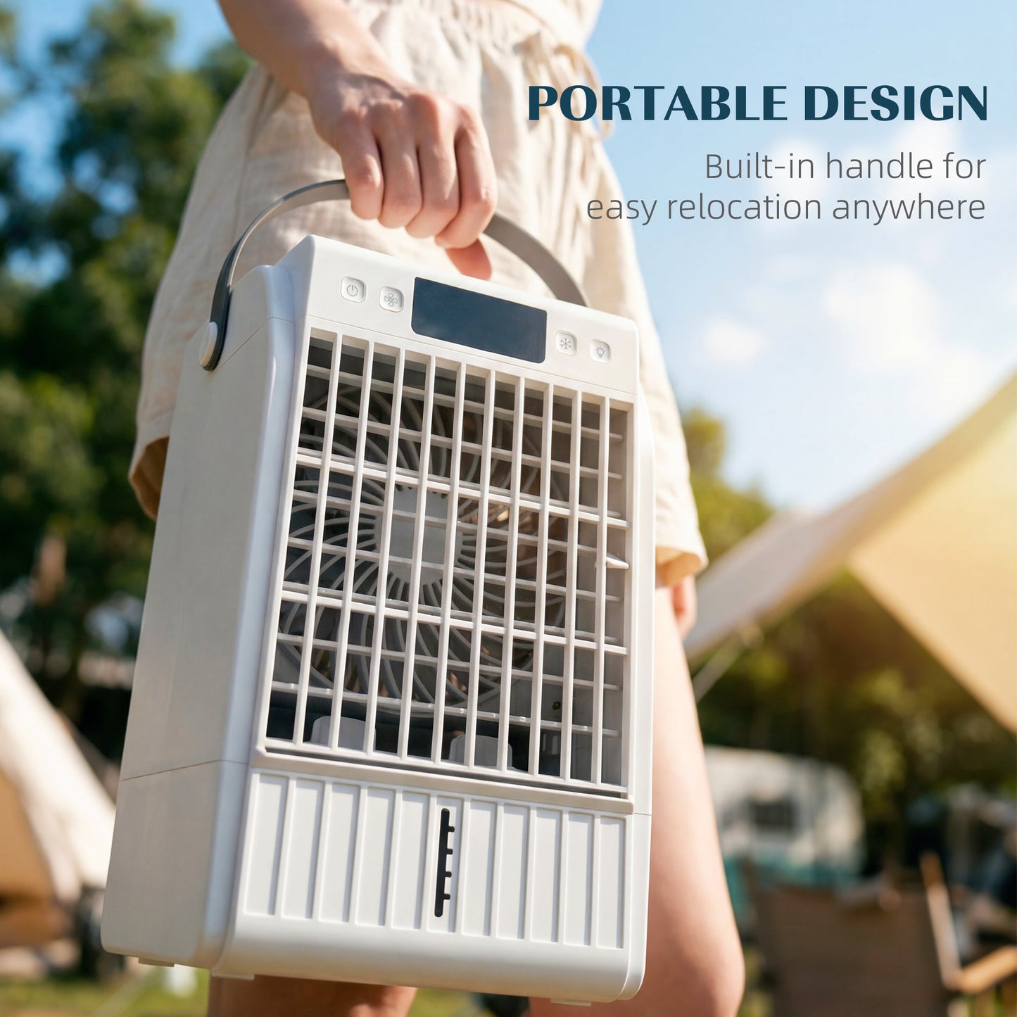 Portable Air Conditioner, 4-in-1 Mini Air Cooler with 4 Wind Speed, 2 Mist Mode, RGB 7 LED Light, 1500ml Water Tank, 2-6H Timer, Small Cooling Fan for Home, Office, Bedroom, White