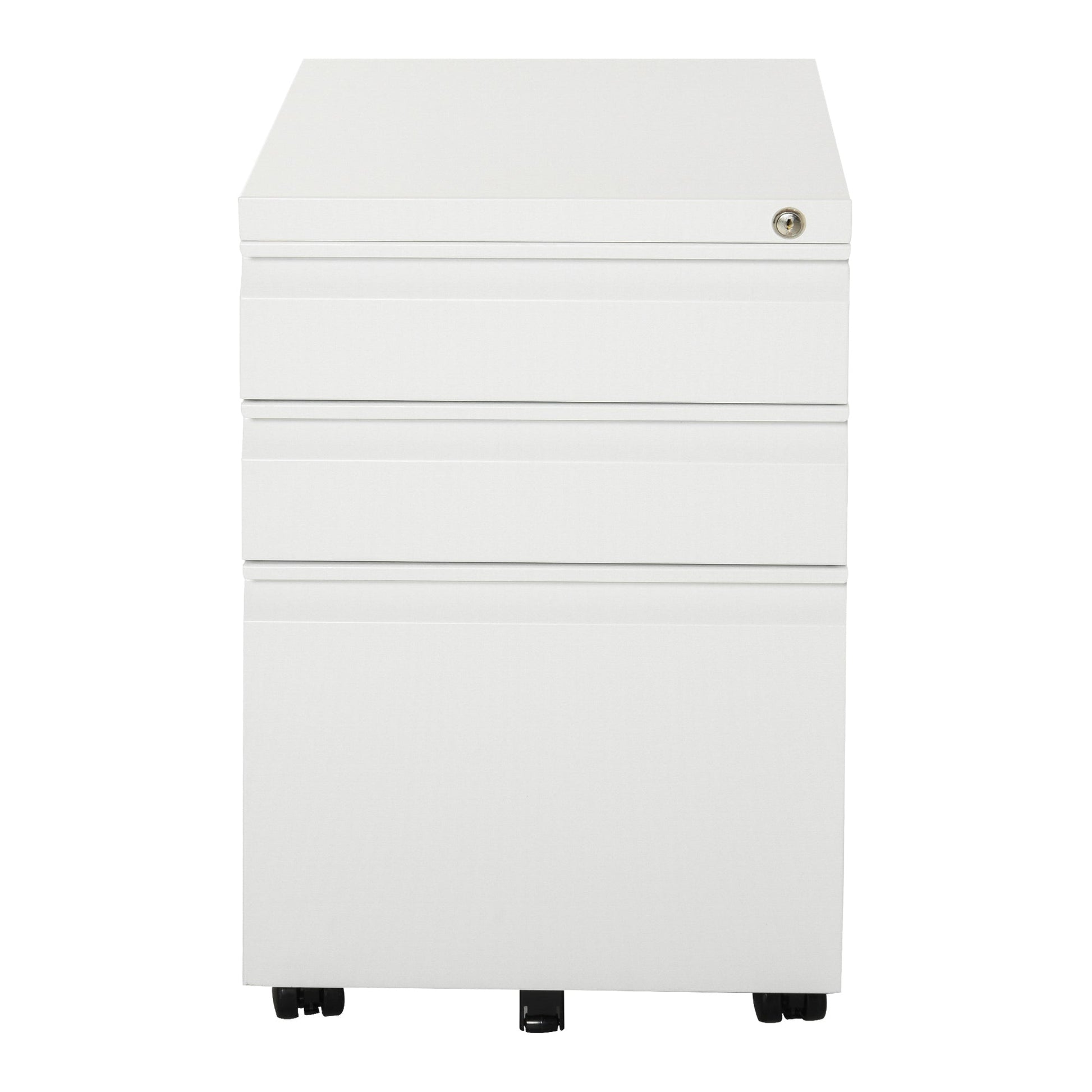 Vinsetto Mobile Vertical File Cabinet Lockable Metal Filling Cabinet with 3 Drawers Anti-tilt Design for Letter A4 Legal Size Fully Assembled Except Casters White
