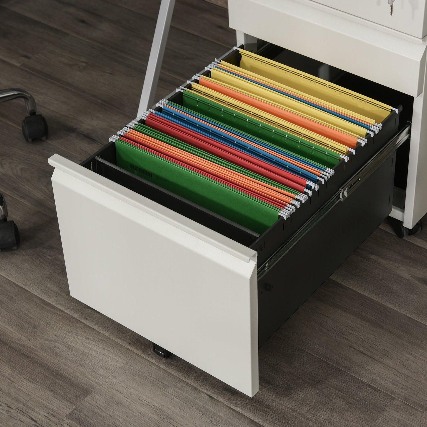 Vinsetto Mobile Vertical File Cabinet Lockable Metal Filling Cabinet with 3 Drawers Anti-tilt Design for Letter A4 Legal Size Fully Assembled Except Casters White