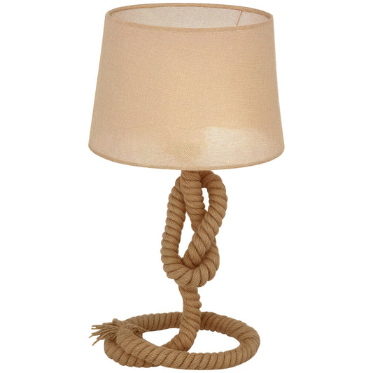 Nautical Style Table Lamp with Fabric Lampshade Metal Frame Power Switch, 48cm Home Desk Lamp Bedroom Living Room Study E27 Base, Beige