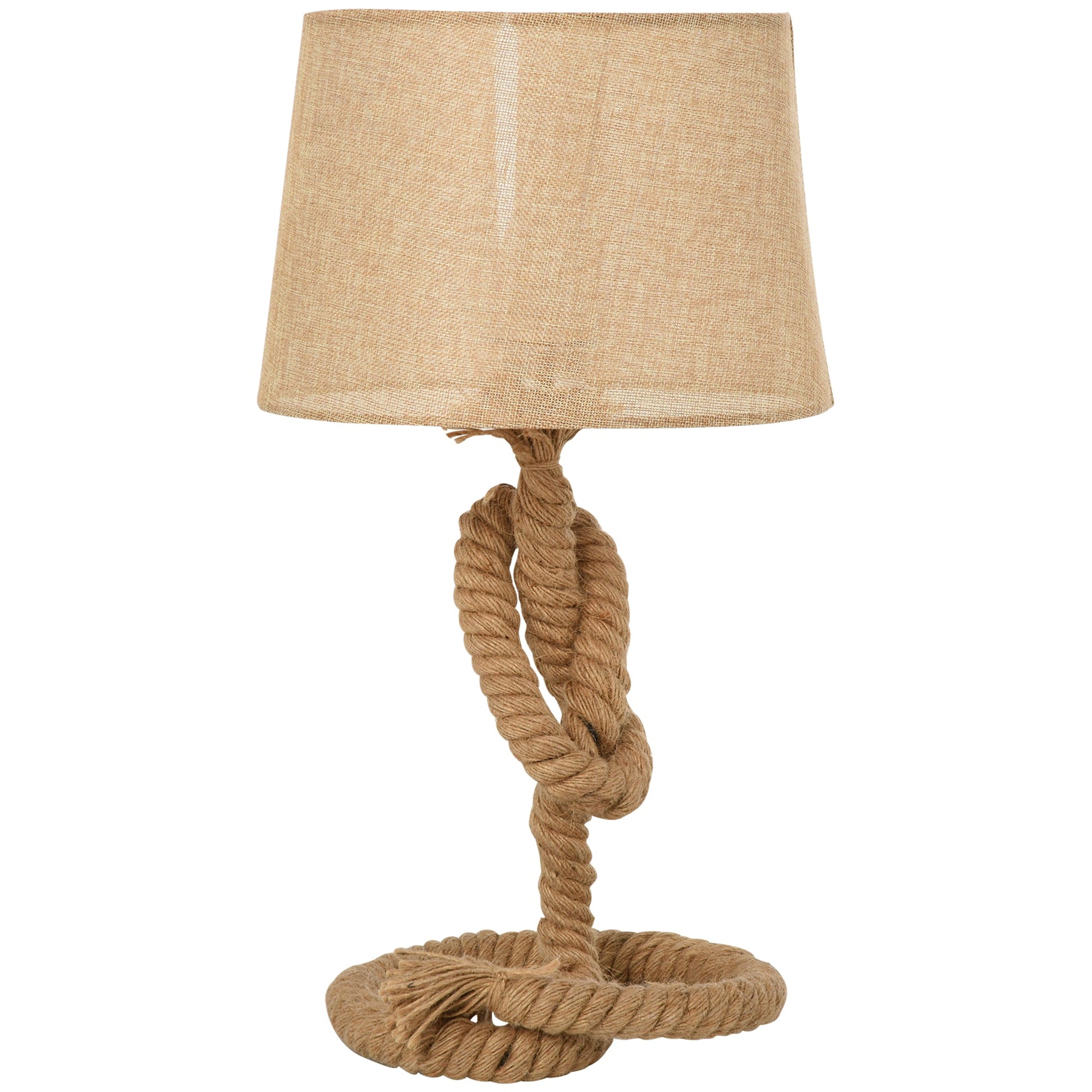 Nautical Style Table Lamp with Fabric Lampshade Metal Frame Power Switch, 48cm Home Desk Lamp Bedroom Living Room Study E27 Base, Beige