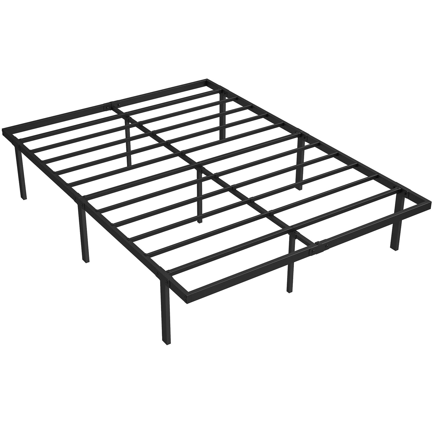 4ft6 Double Bed Frame with Underbed Storage, 35.5 cm Height, Metal Platform Bed Frame with Steel Slat Support, Noise-Free, No Box Spring Needed, Easy Assembly, Black