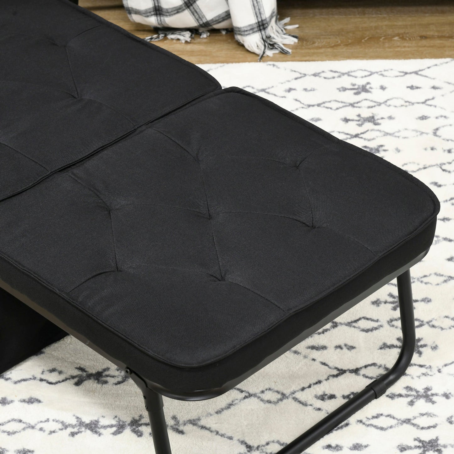 HOMCOM Folding Chair Bed, 4-in-1 Convertible Sleeper Chair with Adjustable Backrest, Pillow, Side Pockets, Armchair for Bedroom, Living Room, Black