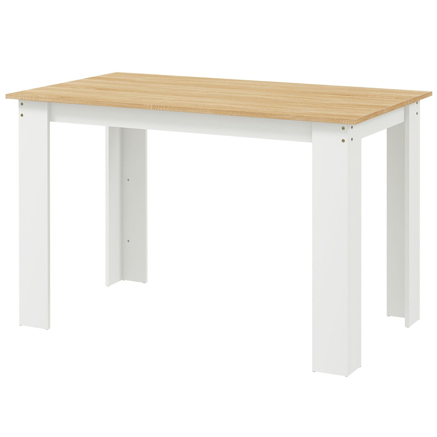 Dining Table for 4 to 6, 120W x 69D x 75H cm, Modern Kitchen Table with Wood Effect Tabletop for Dining Room, Kitchen, Living Room, Oak and White
