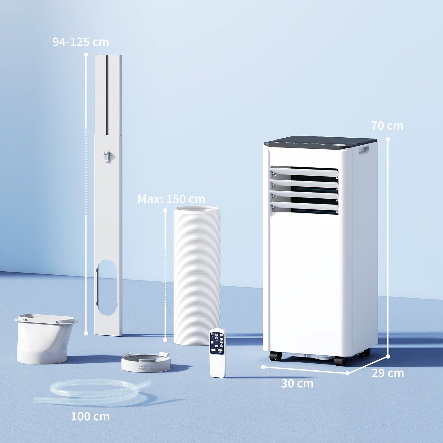 Portable Air Conditioner 7000 BTU, 4-in-1 Air Conditioning Unit with Cool, Dehumidifier, Fan, Sleep Mode, WiFi Voice Remote Control, 24H Timer, 2 Speeds, Window Kit, for Room up to 26 m²
