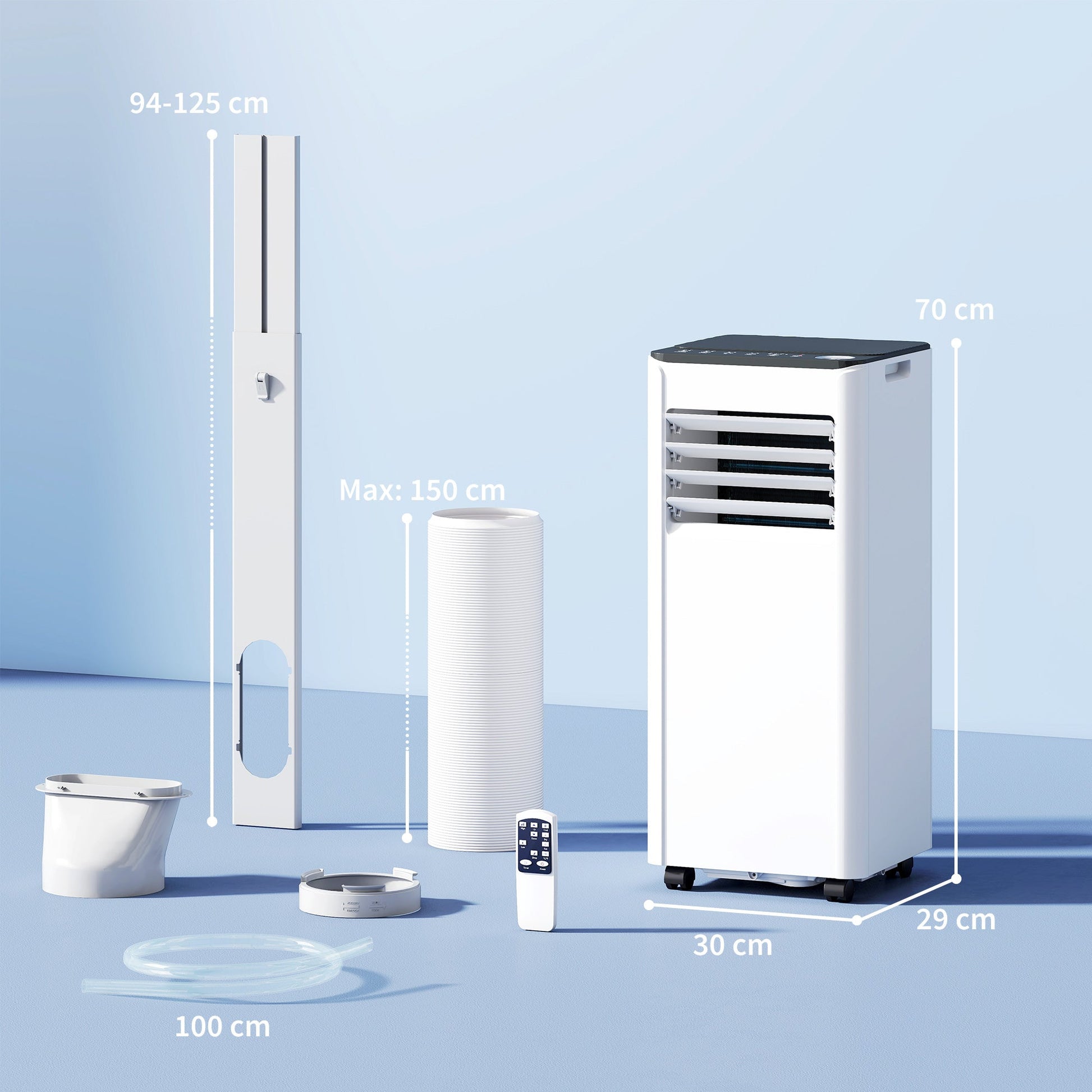 Portable Air Conditioner 7000 BTU, 4-in-1 Air Conditioning Unit with Cool, Dehumidifier, Fan, Sleep Mode, WiFi Voice Remote Control, 24H Timer, 2 Speeds, Window Kit, for Room up to 26 m²