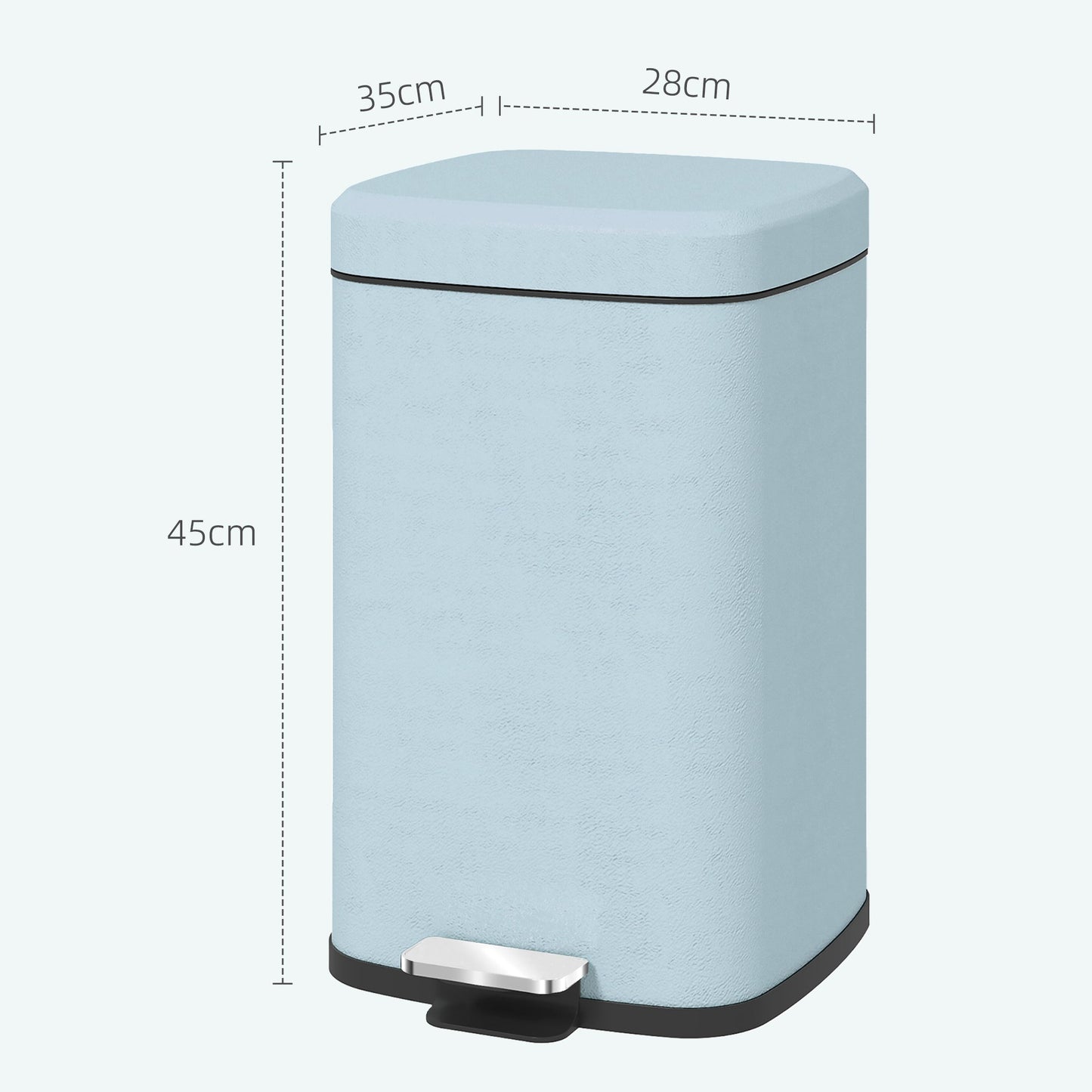HOMCOM 20 Litre Pedal Bin, Fingerprint Proof Kitchen Bin with Soft-close Lid, Metal Rubbish Bin with Foot Pedal and Removable Inner Bucket, Light Green