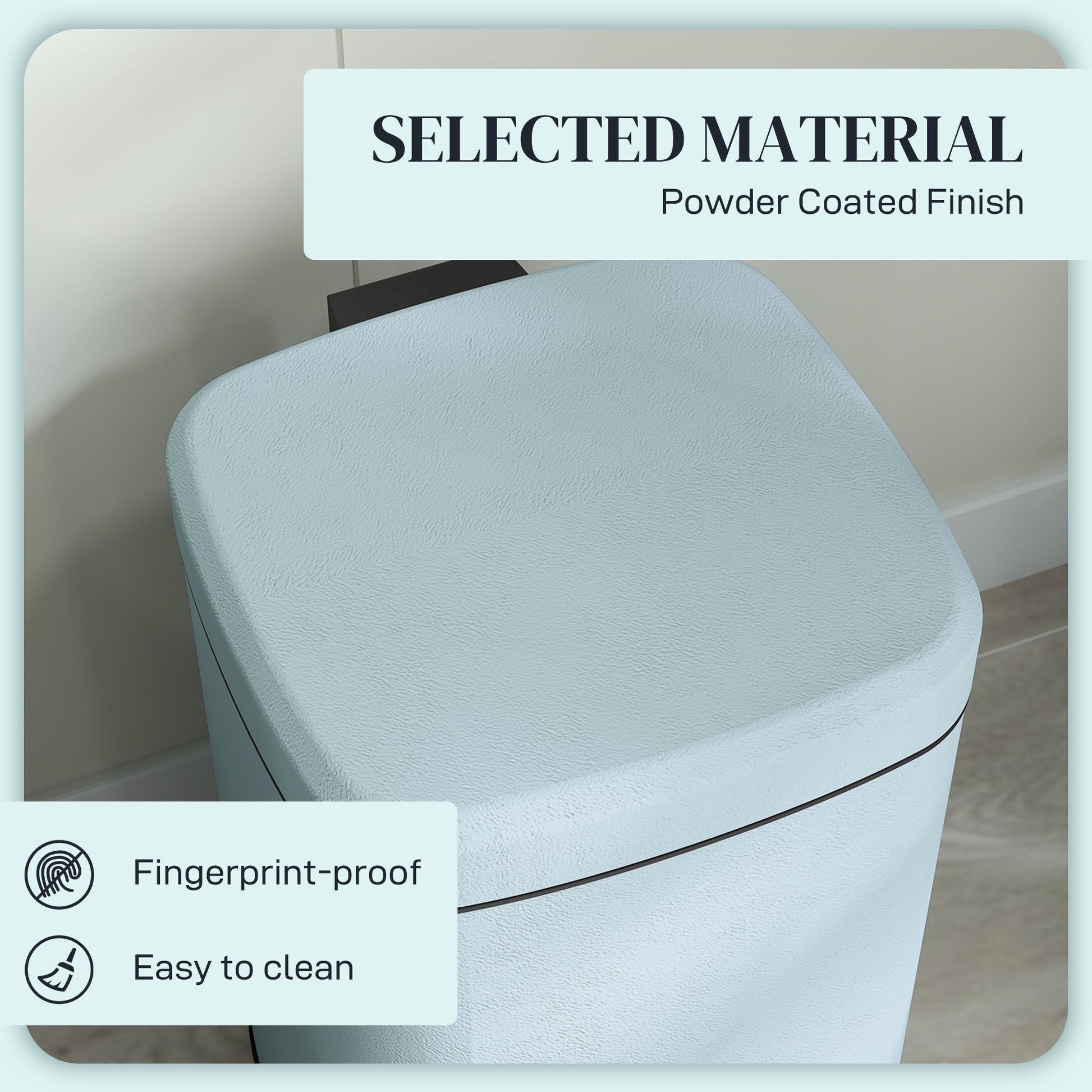 HOMCOM 20 Litre Pedal Bin, Fingerprint Proof Kitchen Bin with Soft-close Lid, Metal Rubbish Bin with Foot Pedal and Removable Inner Bucket, Light Green