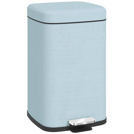 HOMCOM 20 Litre Pedal Bin, Fingerprint Proof Kitchen Bin with Soft-close Lid, Metal Rubbish Bin with Foot Pedal and Removable Inner Bucket, Light Green