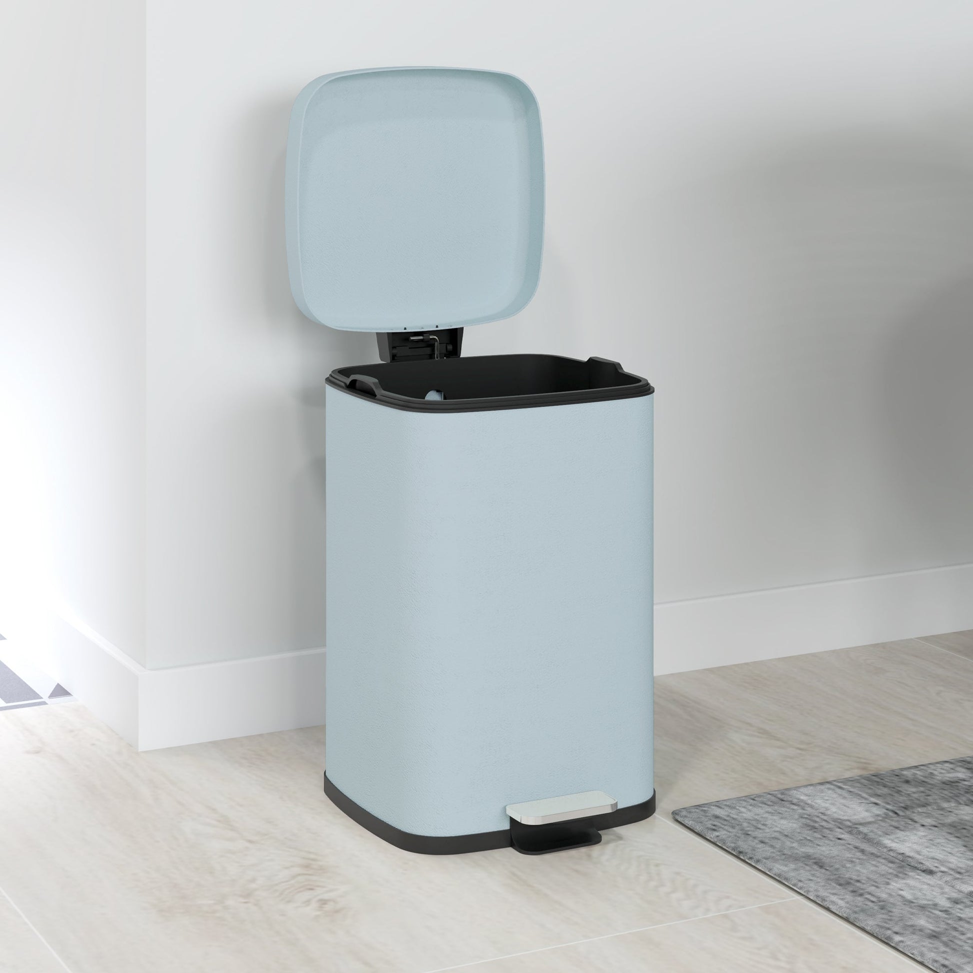 HOMCOM 20 Litre Pedal Bin, Fingerprint Proof Kitchen Bin with Soft-close Lid, Metal Rubbish Bin with Foot Pedal and Removable Inner Bucket, Light Green