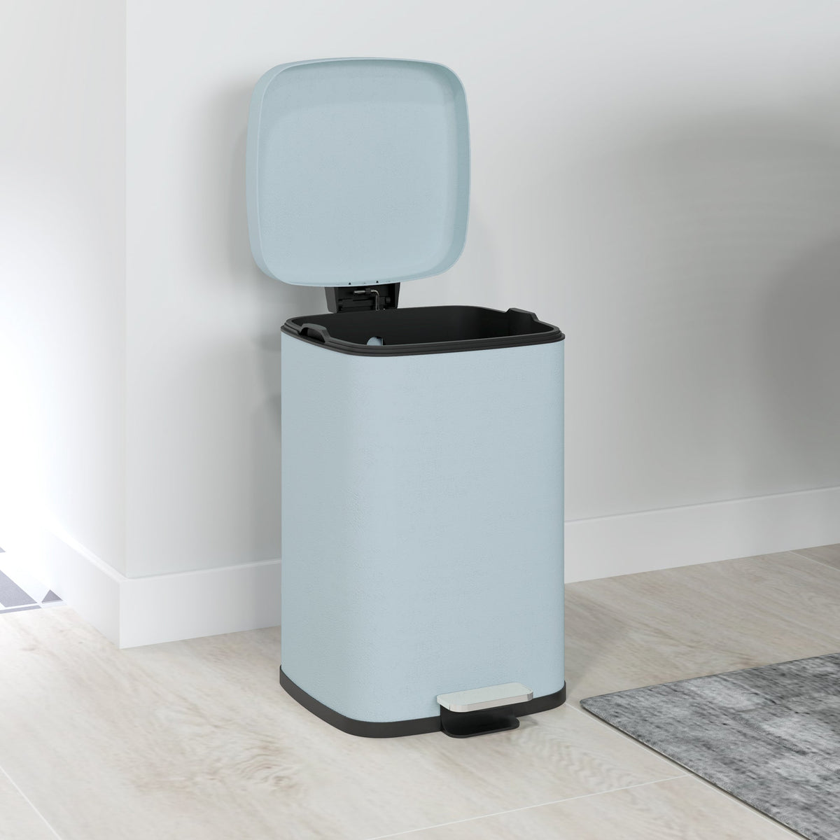 HOMCOM 20 Litre Pedal Bin, Fingerprint Proof Kitchen Bin with Soft-close Lid, Metal Rubbish Bin with Foot Pedal and Removable Inner Bucket, Light Green