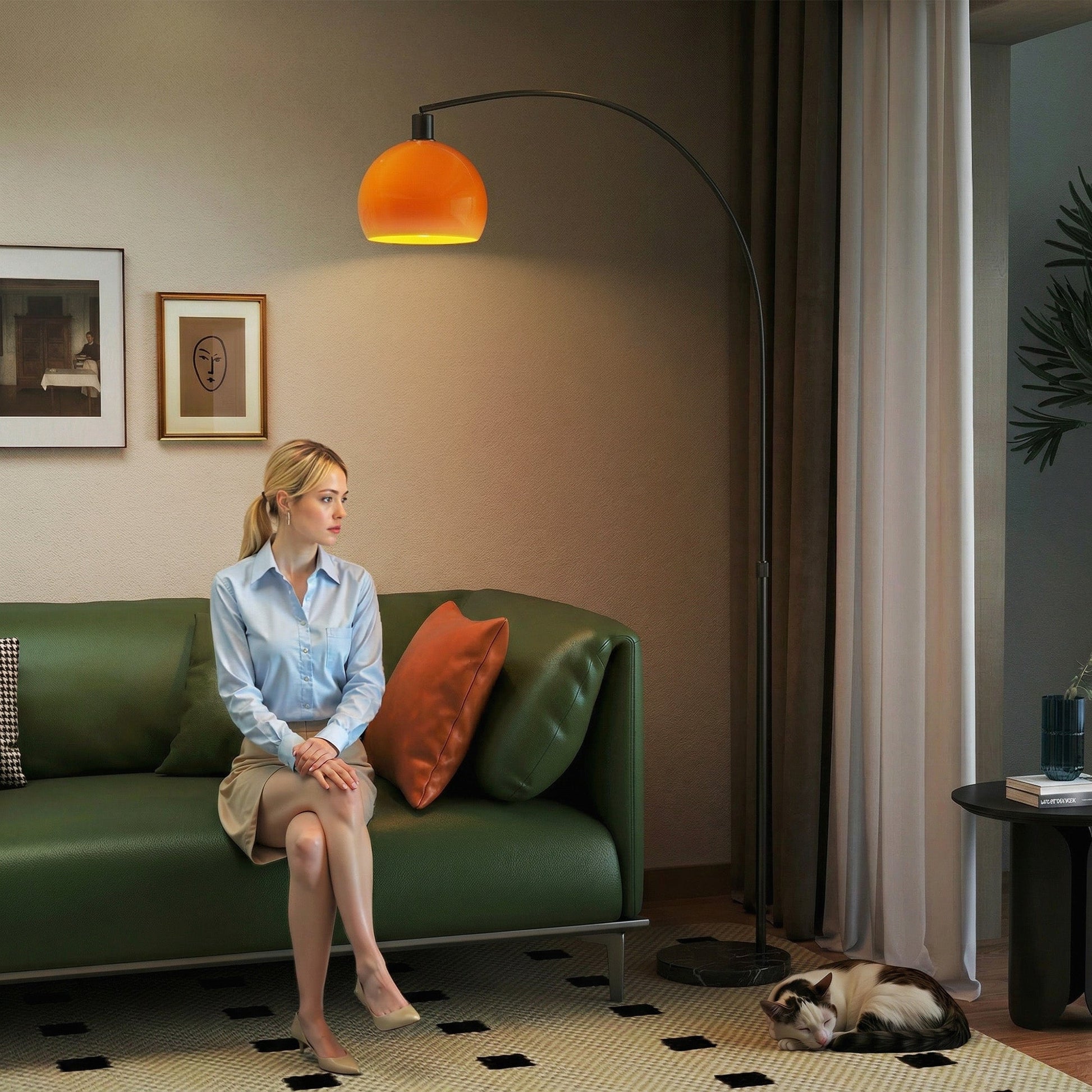 Floor Lamp for Living Room, Modern Standing Lamp with Shade & Foot Switch, Minimalist Tall Pole Lampshade for Bedroom, Office, Black