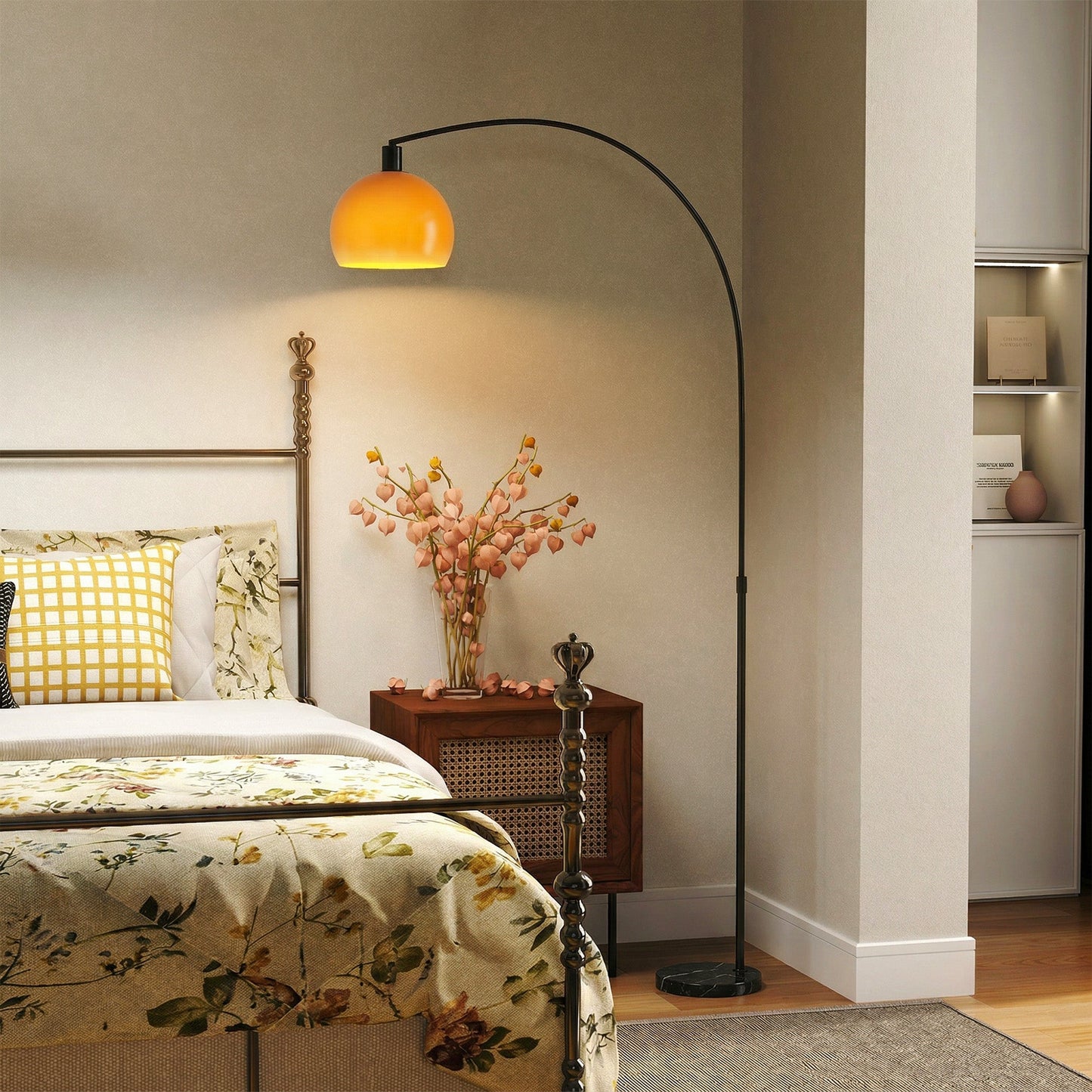 Floor Lamp for Living Room, Modern Standing Lamp with Shade & Foot Switch, Minimalist Tall Pole Lampshade for Bedroom, Office, Black