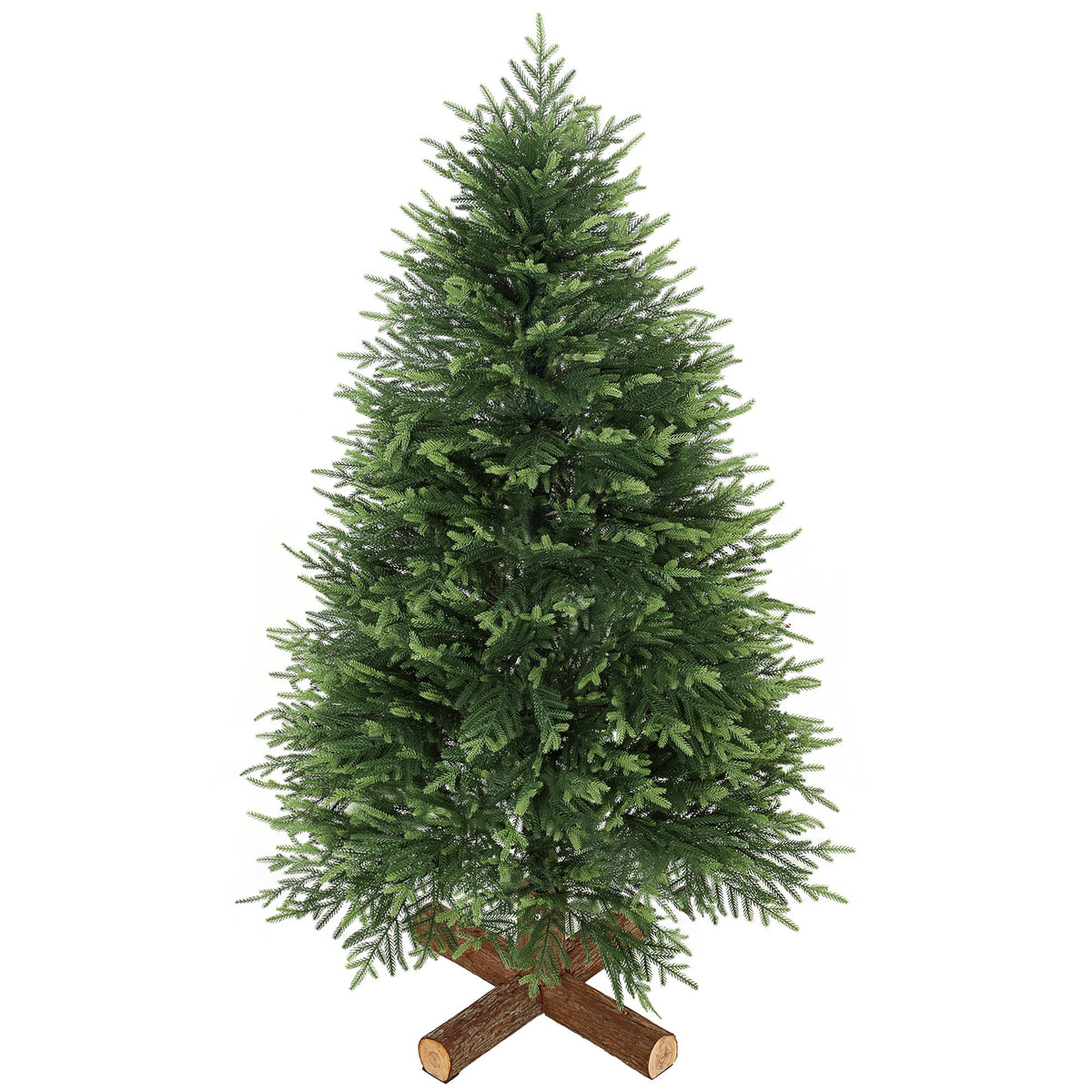 5ft Artificial Christmas Tree, Hinged Xmas Tree with Dense 513 PE & PVC Branch Tips, Realistic Fir Wood Base, Auto Open for Home Office Decor, Green