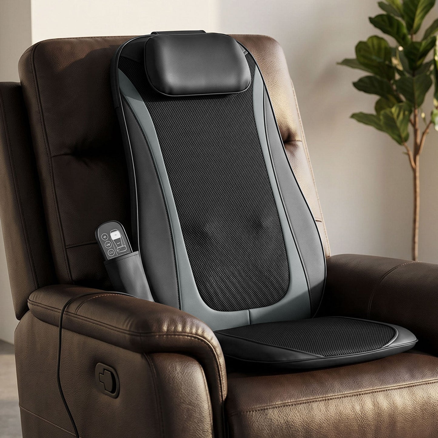 Back Massager with Heat, Deep Tissue Kneading Massage Chair with 3-Level Seat Vibration, Massage Chair Pad for Back Pain, Home Office Use, Gifts for Men and Women