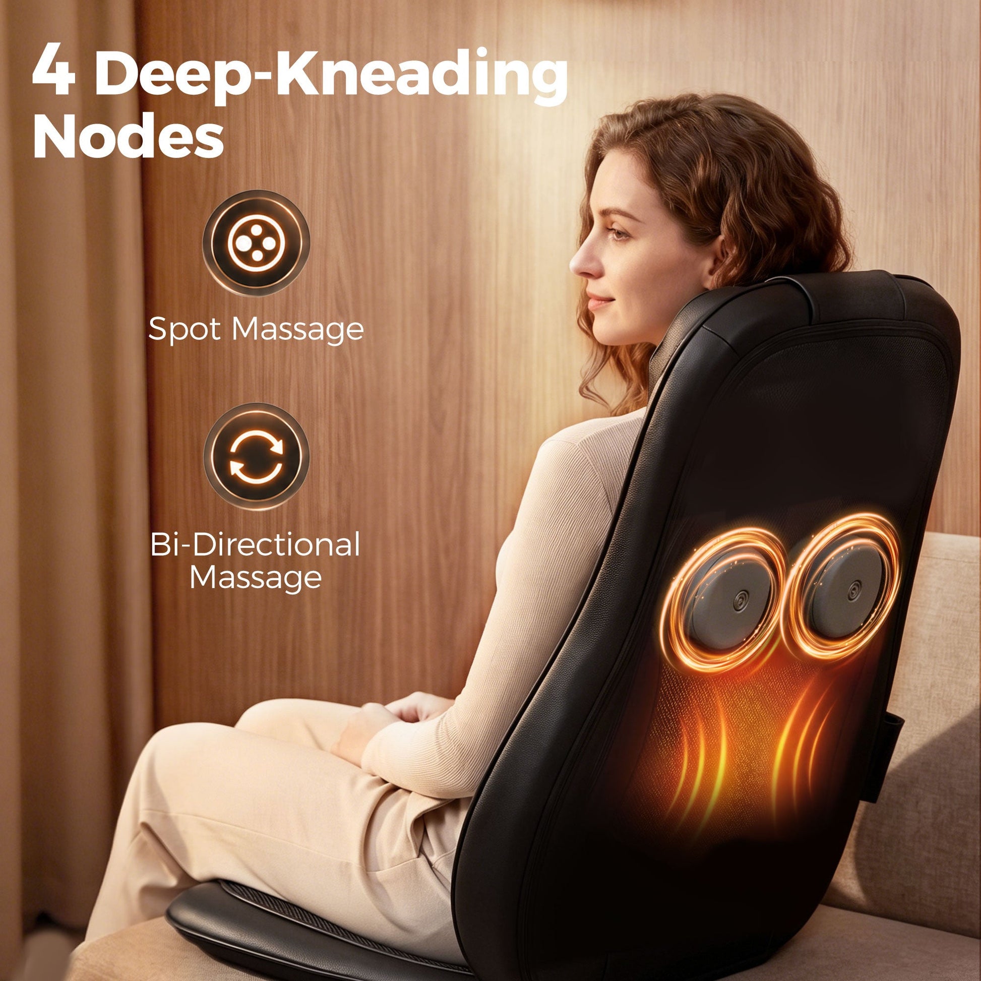Back Massager with Heat, Deep Tissue Kneading Massage Chair with 3-Level Seat Vibration, Massage Chair Pad for Back Pain, Home Office Use, Gifts for Men and Women