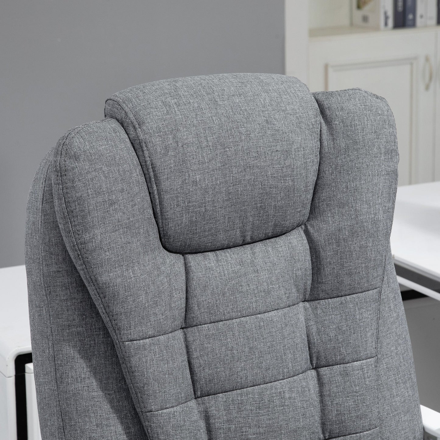 HOMCOM Heated 6 Points Vibration Massage Executive Office Chair Adjustable Swivel Ergonomic High Back Desk Chair Recliner with Footrest Grey