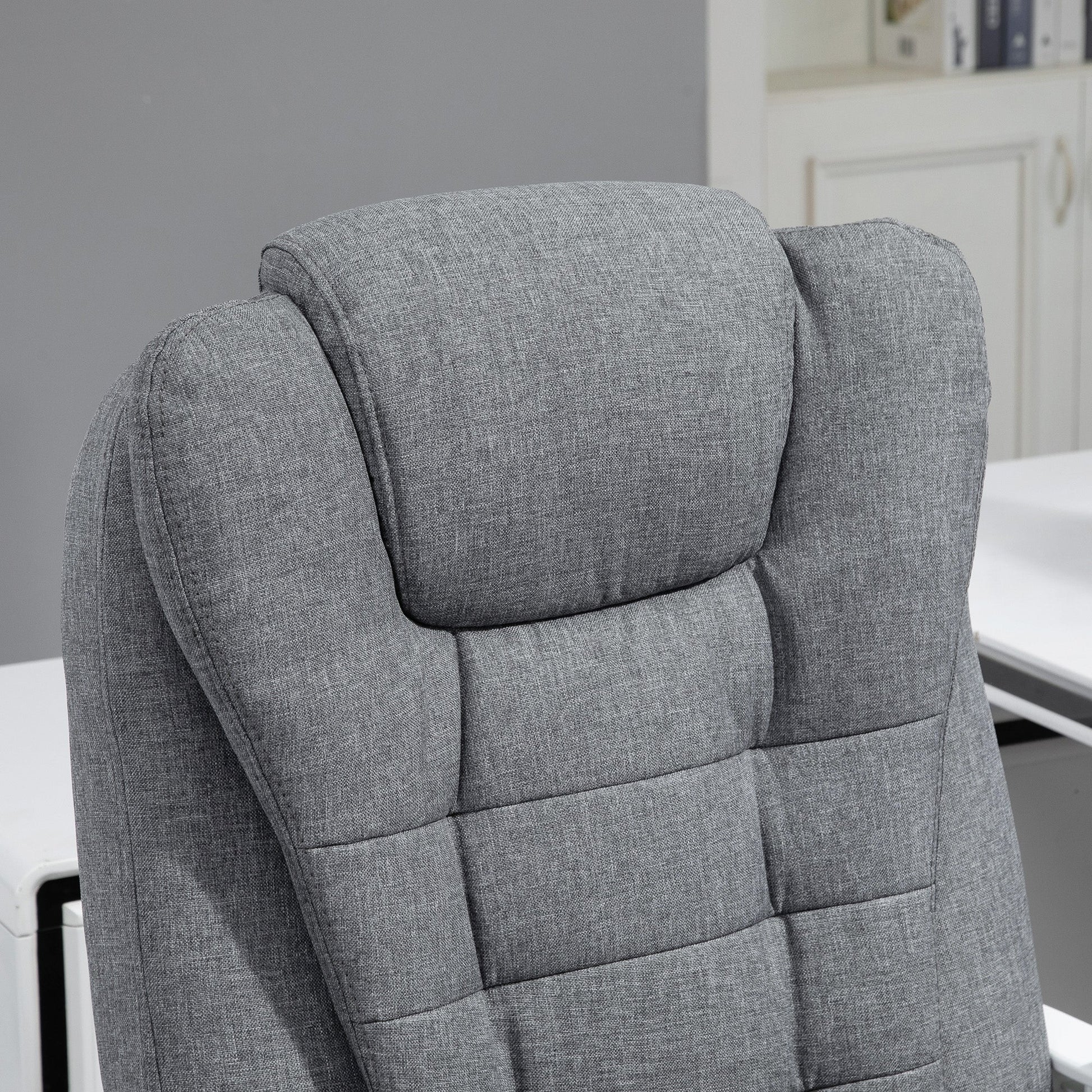 HOMCOM Heated 6 Points Vibration Massage Executive Office Chair Adjustable Swivel Ergonomic High Back Desk Chair Recliner with Footrest Grey