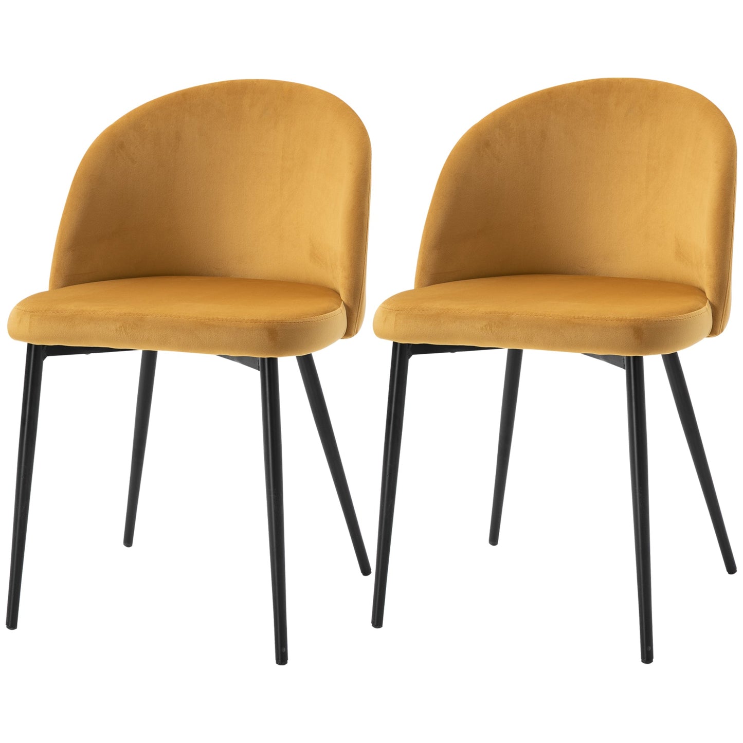 HOMCOM Dining Chairs Set of 2 Contemporary Design for Office Dining Kitchen with Soft Fabric Seat and Back Living Room, Yellow