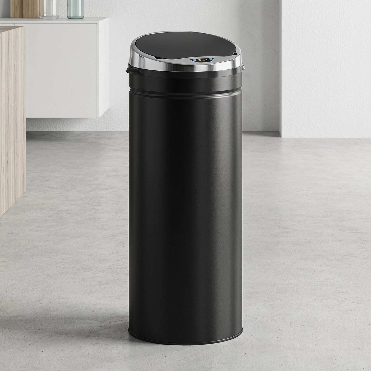 50L Sensor Bin with Quiet Soft-Close Lid, Automatic Touchless Motion Sensor Rubbish Bin with Fingerprint Resistant, Stainless Steel for Hygienic Kitchen, Home Office Use, Black