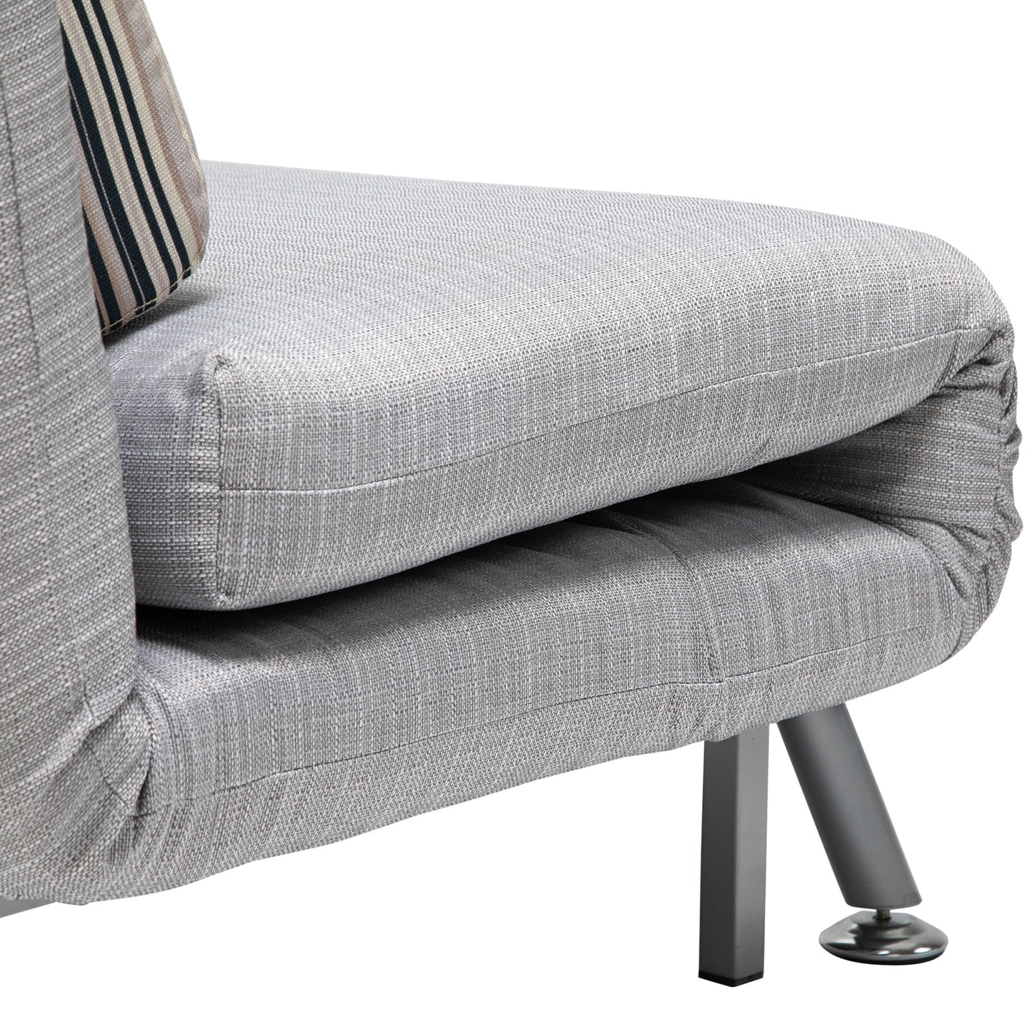 HOMCOM Single Sofa Bed, 1 Person Sleeper Foldable Lounge with Pillow, Grey