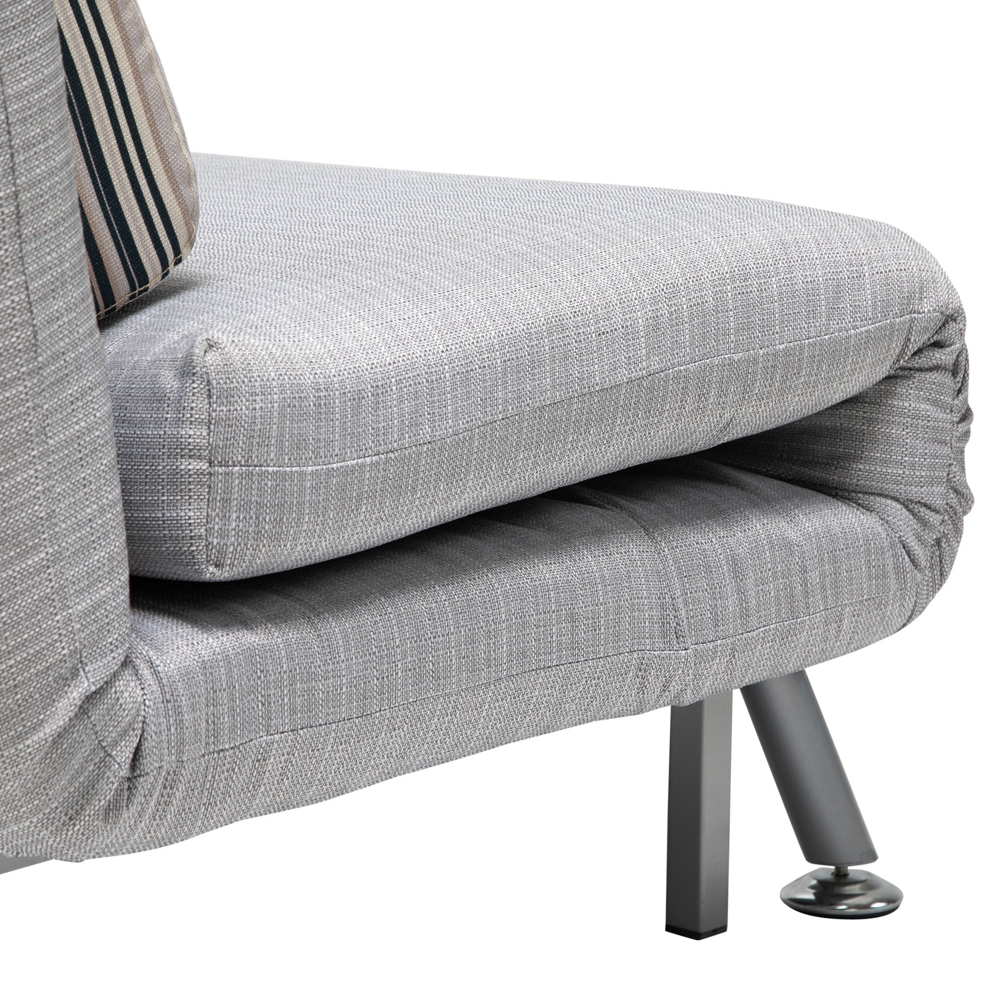 HOMCOM Single Sofa Bed, 1 Person Sleeper Foldable Lounge with Pillow, Grey