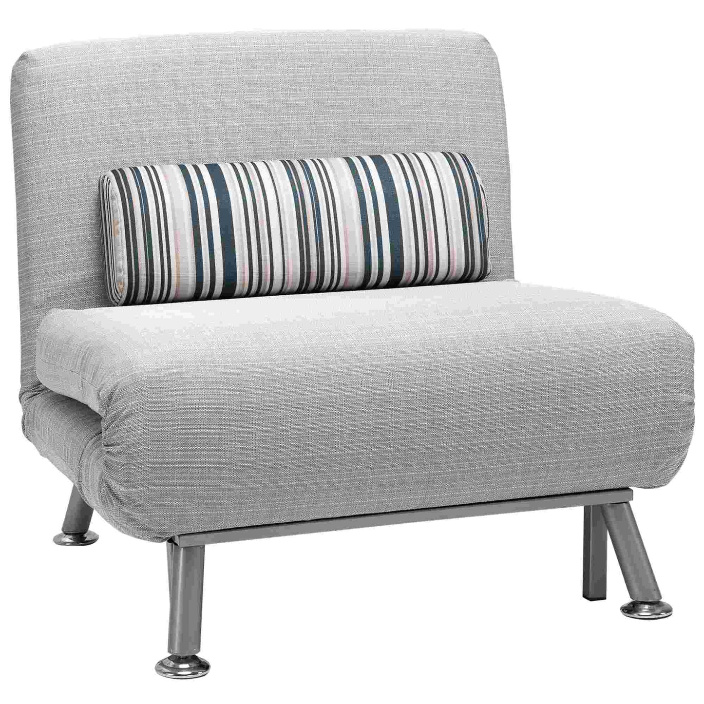 HOMCOM Single Sofa Bed, 1 Person Sleeper Foldable Lounge with Pillow, Grey