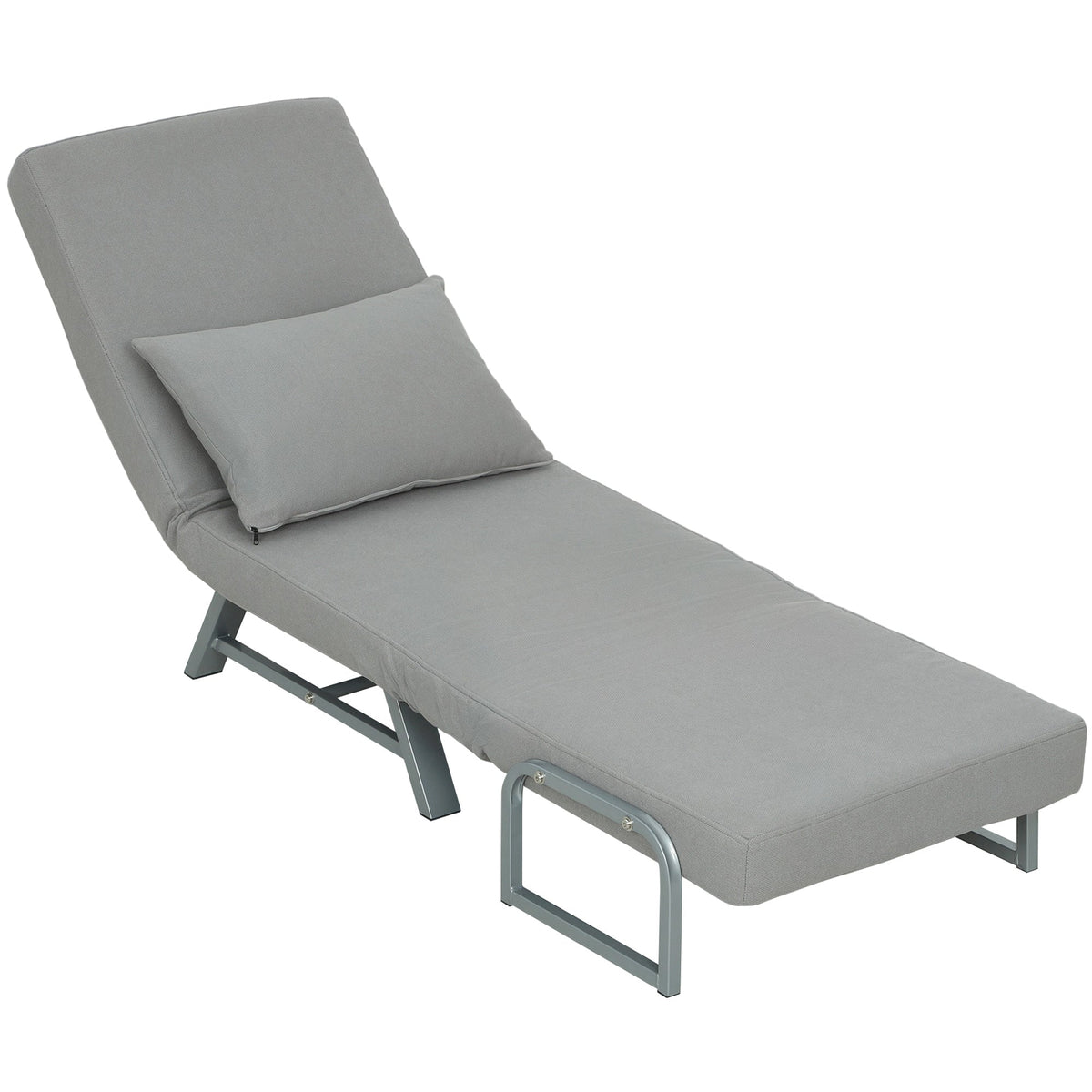 Single Sofa Bed, 3-in-1 Convertible Folding Chair Bed with Adjustable Backrest, Removable Armrests, Steel Legs, Linen Sleeper Chair for Living Room, Bedroom, Small Space, Light Grey