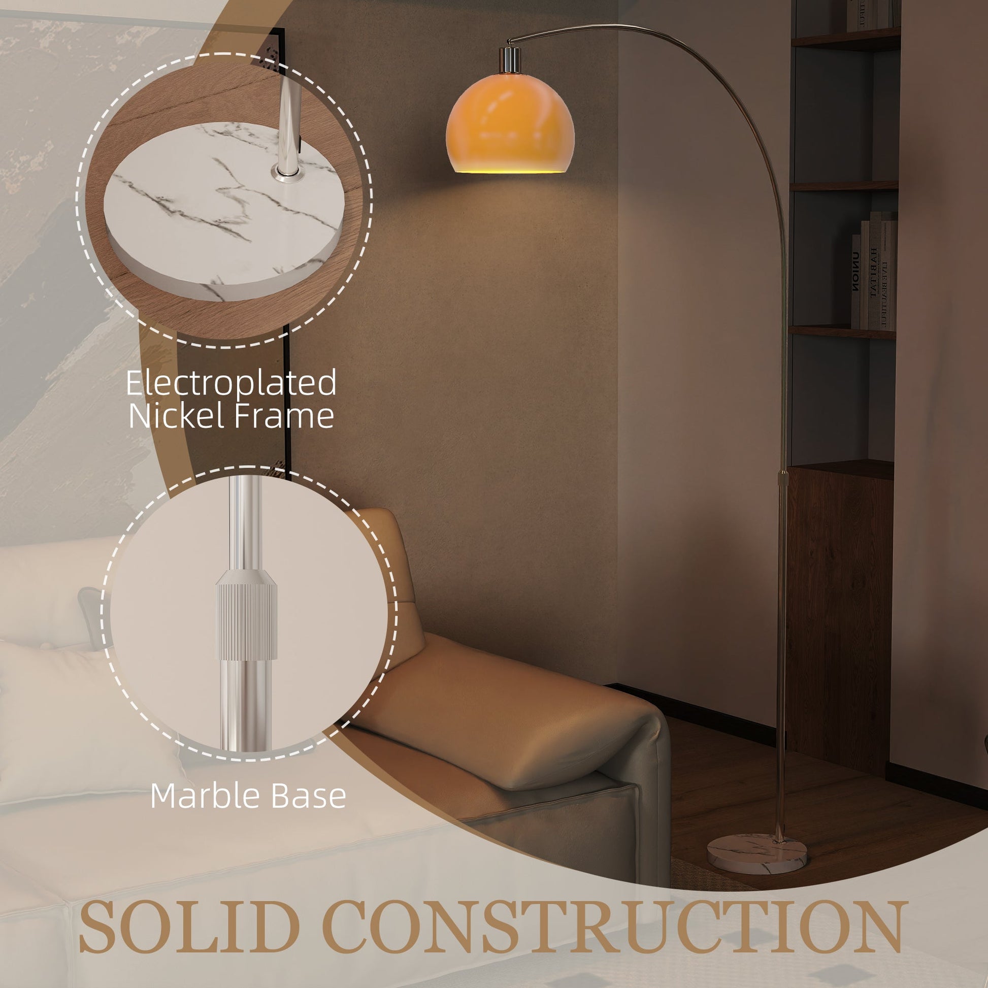 Floor Lamp for Living Room, Modern Standing Lamp with Shade & Foot Switch, Minimalist Tall Pole Lampshade for Bedroom, Office, White