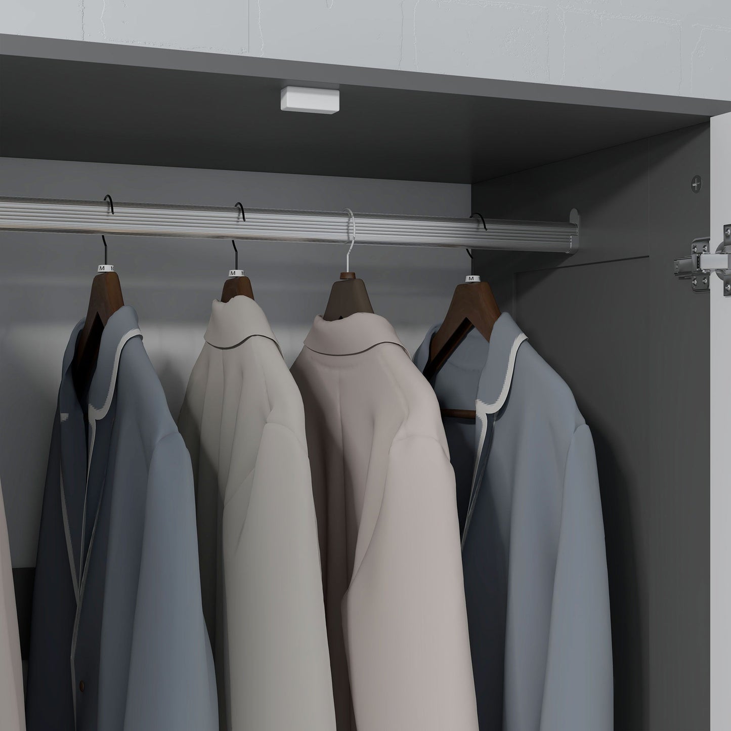 HOMCOM 3 Drawer 2 Door Wardrobe, Modern Clothes Storage Cupboard Unit with Hanging Rod, Bedroom Wardrobe with Soft Closing Hinge, 50D x 80W x 180H,Grey