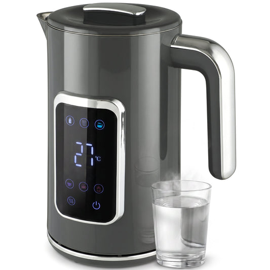 Electric Kettle, 1.7L Fast Boil 3000W Water Kettle with LED Display, Adjustable Temperature, Keep Warm Function, Auto Shut-off Boil-Dry Protection, Double-Wall, Grey