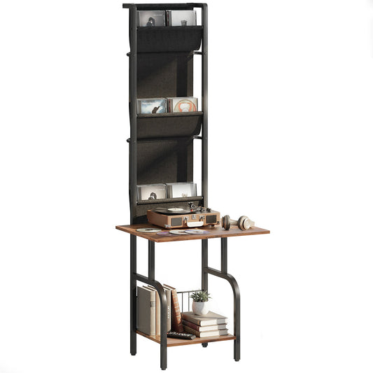 Vinyl Record Storage with Player Stand, Turntable Stand and Display Shelf, CD Storage Unit for Up to 40 CDs, Record Player Table for Living Room or Bedroom, Rustic Brown and Black