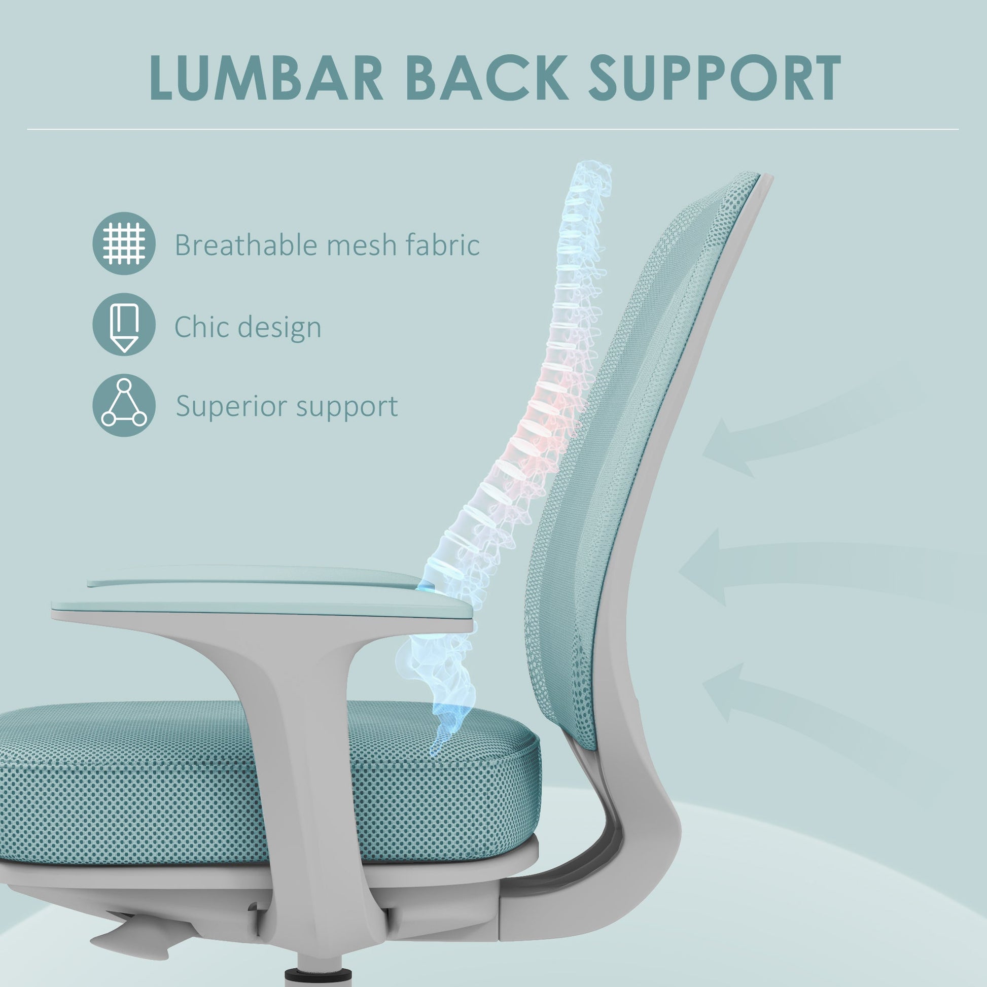 Office Chair, Breathable Mesh Swivel Desk Chair with Adjustable Height for Home Office, Study, Light Green