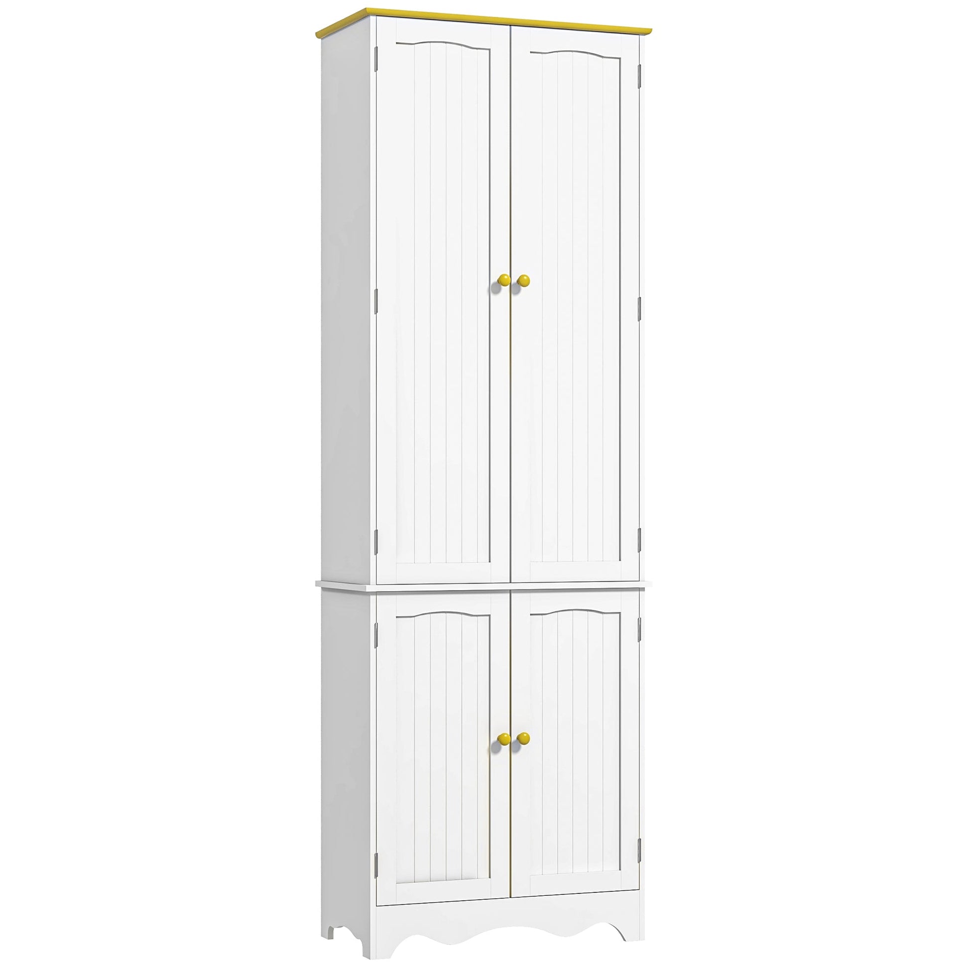 Freestanding 4-Door Kitchen Cupboard, Storage Cabinet Organizer with 4 Shelves, 183cm, White