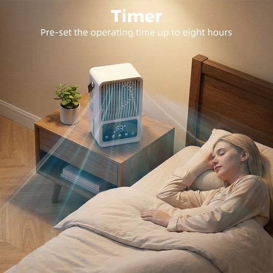 23.2 cm Desk Fan with Humidifier, 3-Speed Table Fan with 550ml Water Tank, Small Fan with RGB Light for Bedroom, Home Office, Black