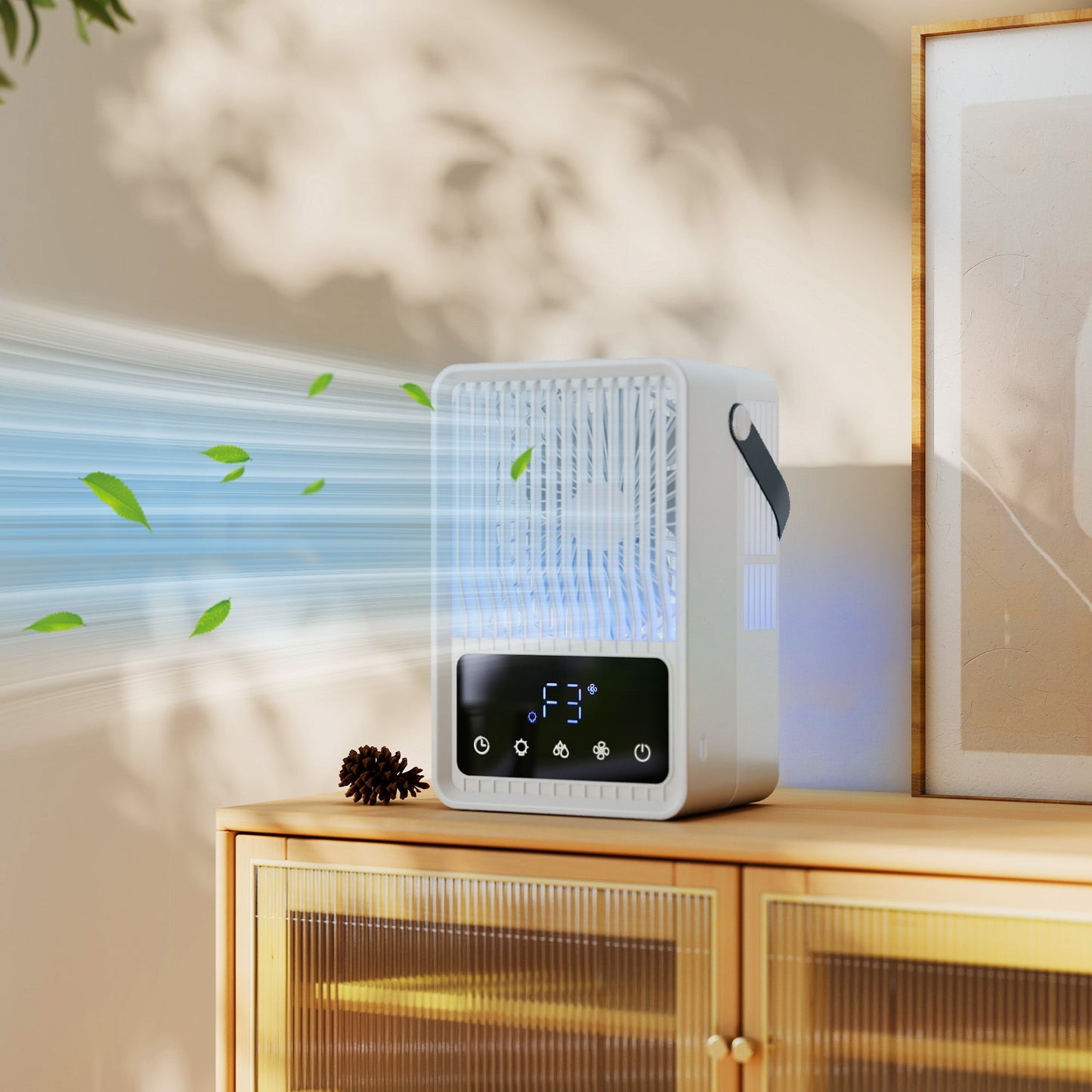 23.2 cm Desk Fan with Humidifier, 3-Speed Table Fan with 550ml Water Tank, Small Fan with RGB Light for Bedroom, Home Office, Black